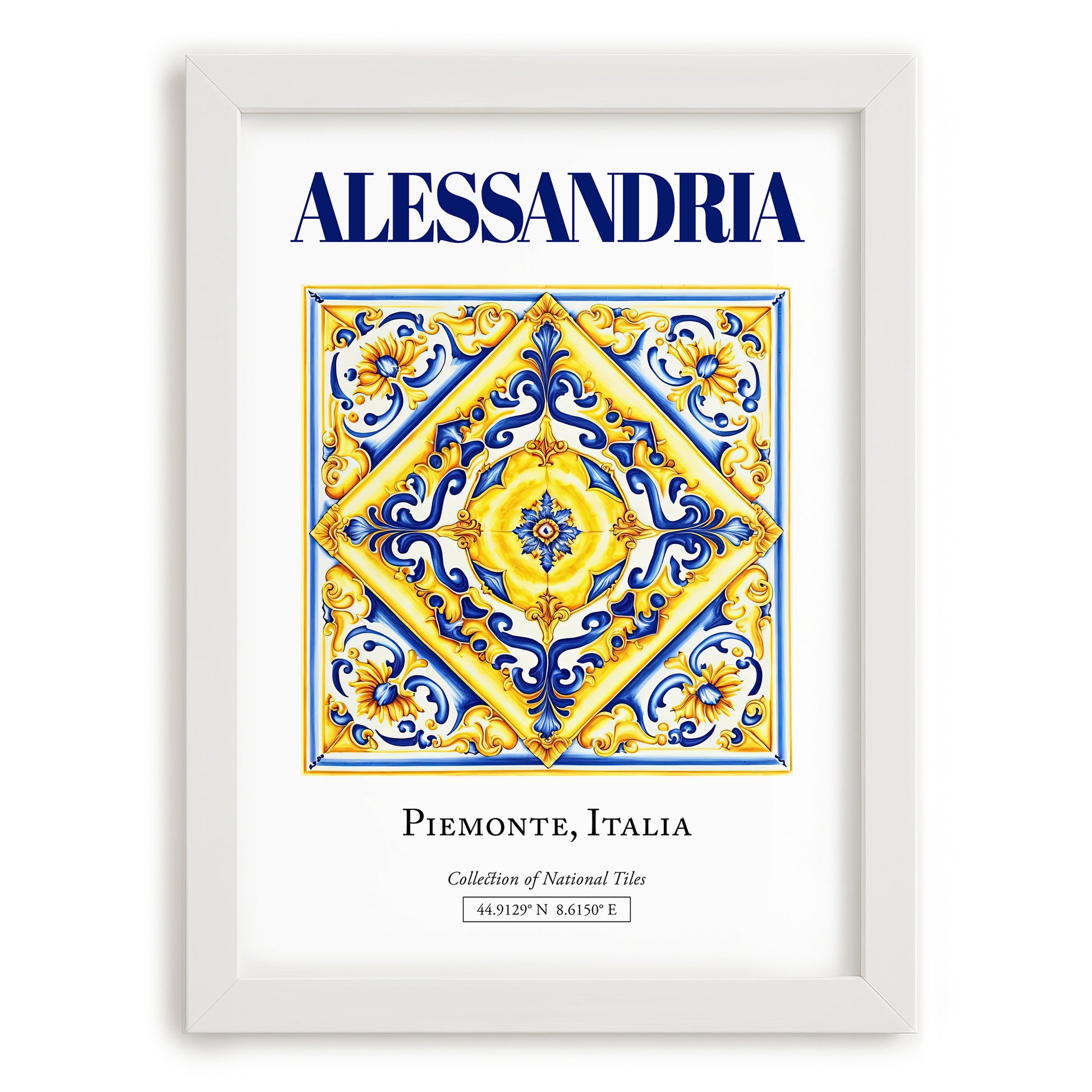 Alessandria, Italy – Travel Wall Decor, placed in minimal white frame