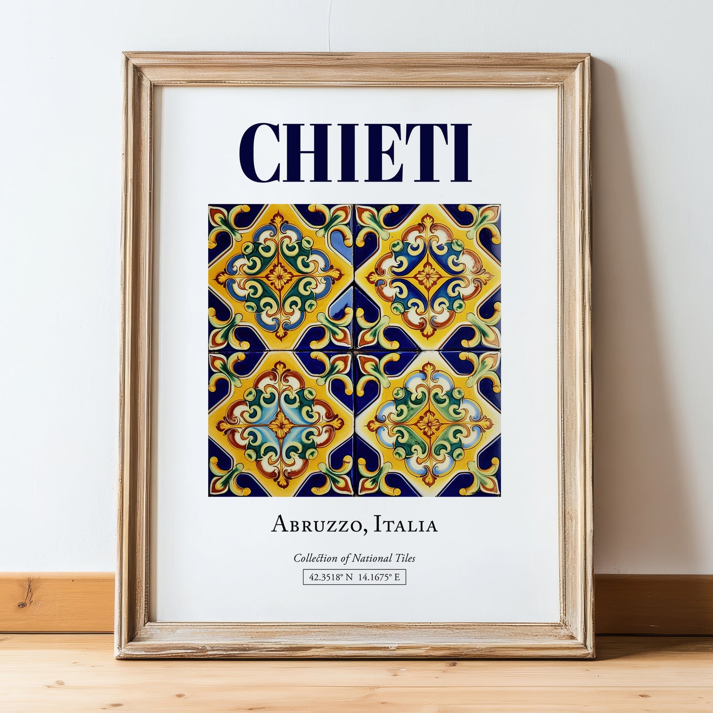 Chieti, Italy – Wanderlust-Inspired Poster, in wooden frame leaning on the floor