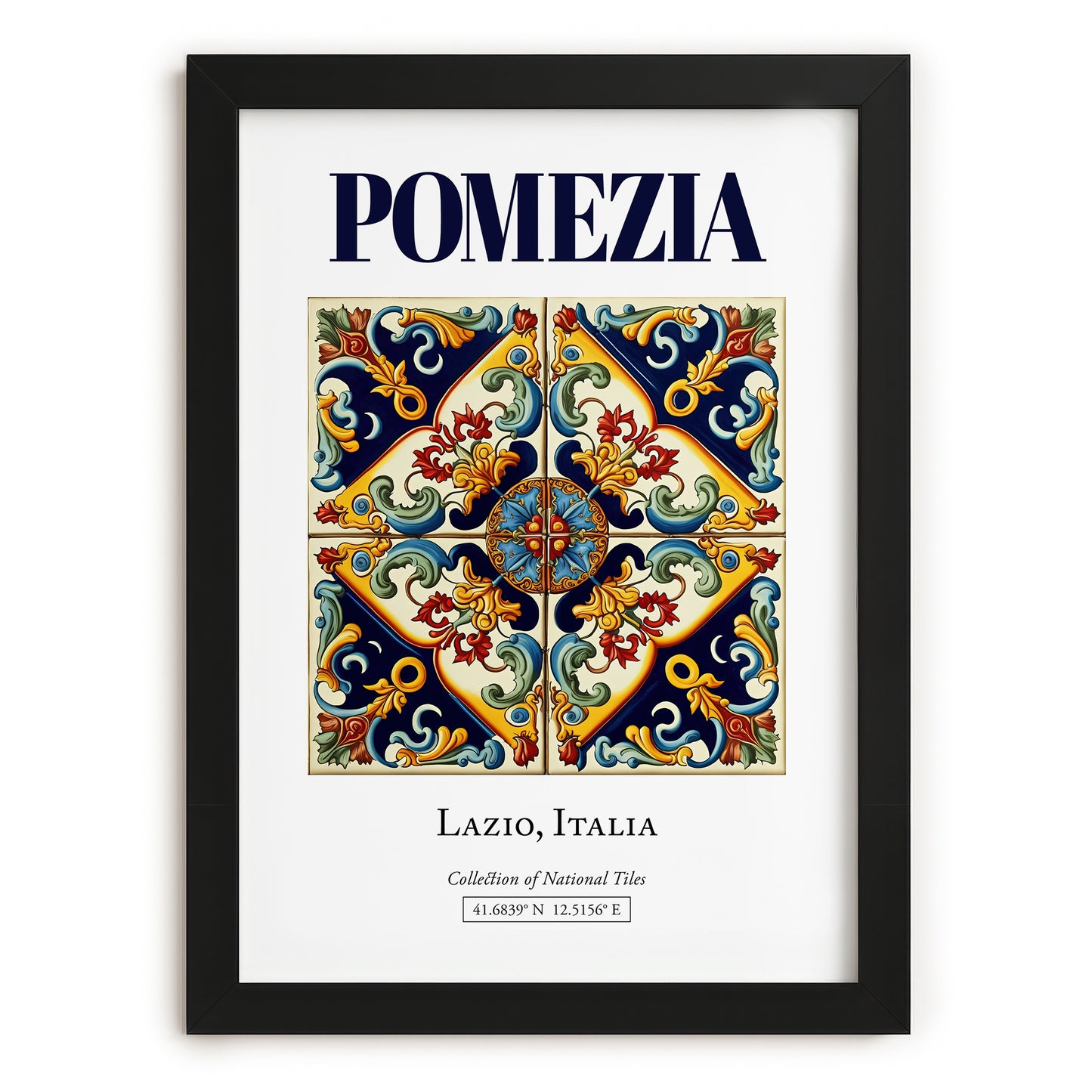 Pomezia, Italy – Illustrated Travel Poster, in sleek black frame