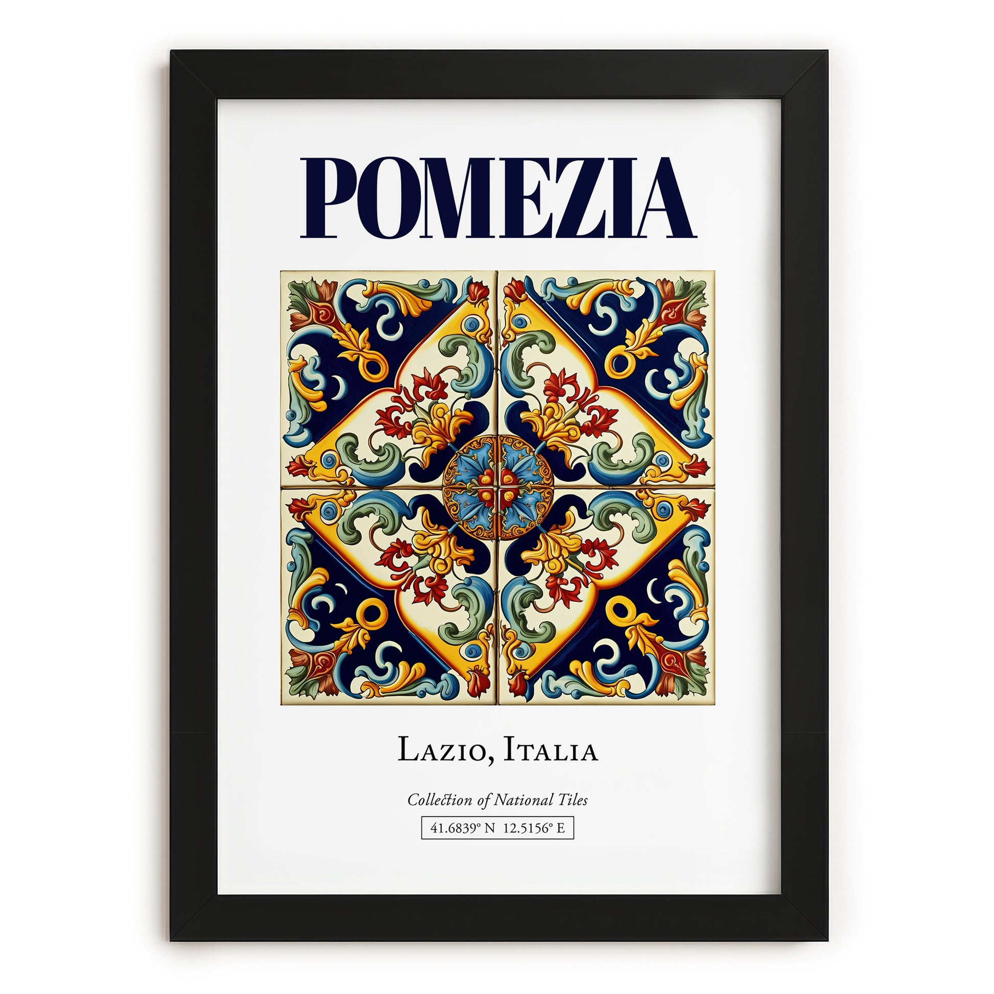 Pomezia, Italy – Illustrated Travel Poster, in sleek black frame