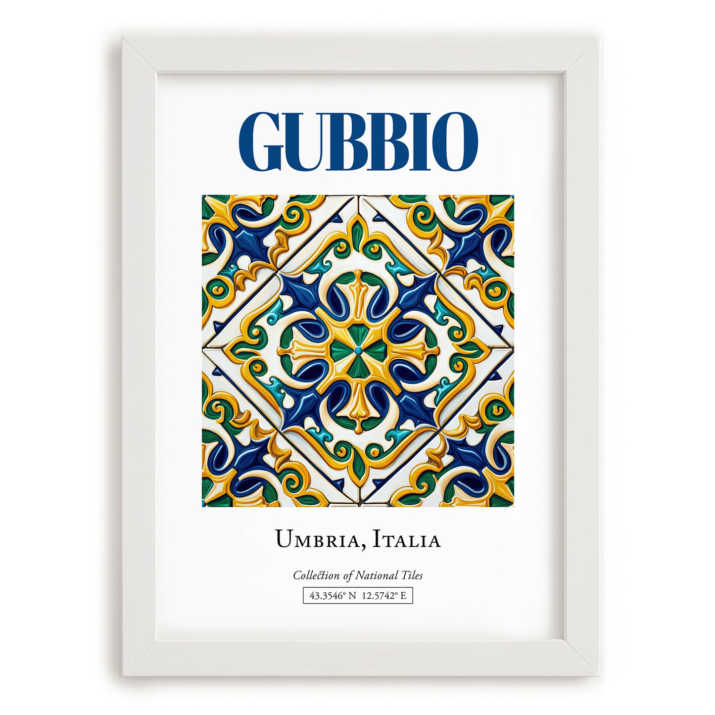 Gubbio, Italy – Travel Wall Art, placed in minimal white frame