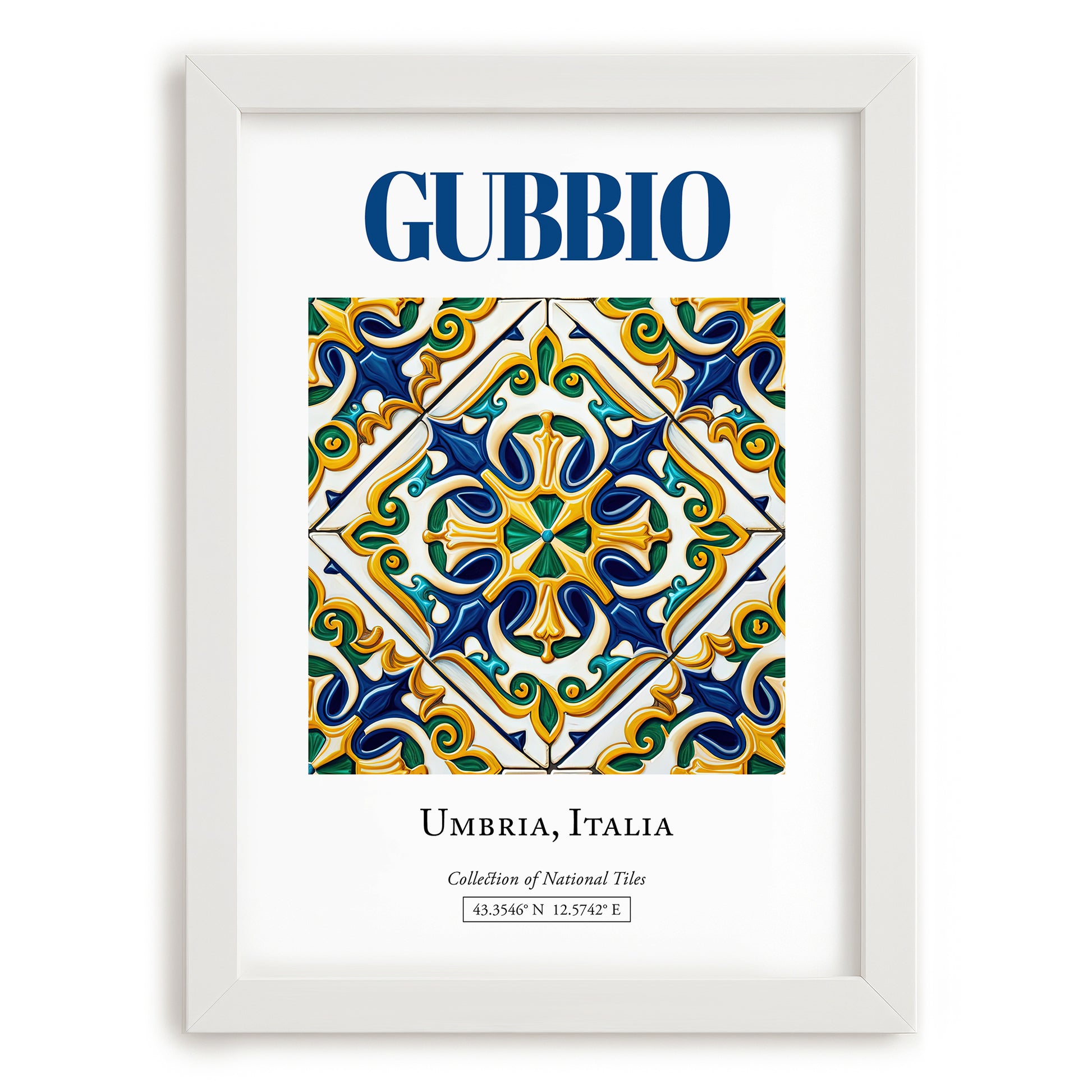 Gubbio, Italy – Travel Wall Art, placed in minimal white frame