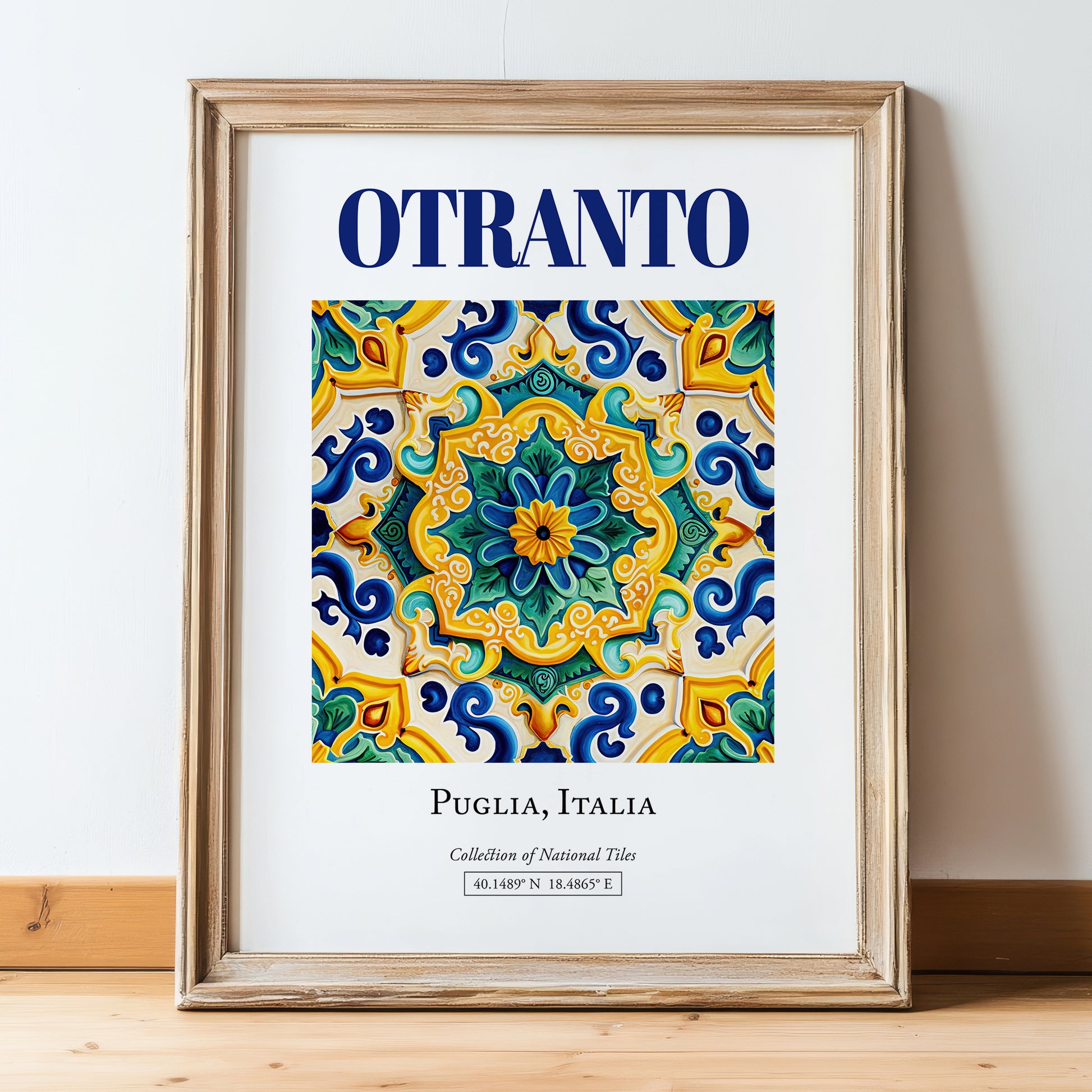Otranto, Italy – Travel Print, in wooden frame leaning on the floor
