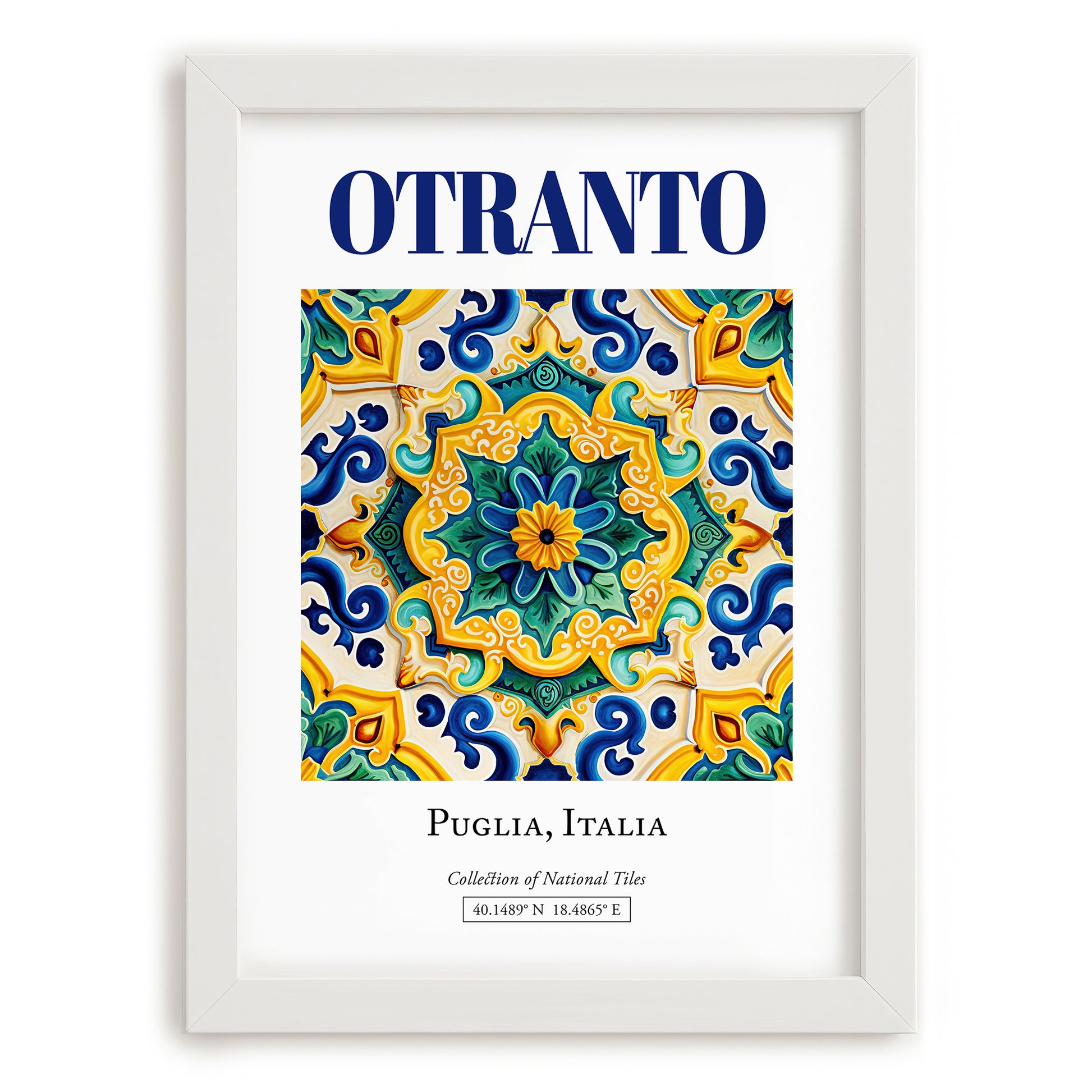 Otranto, Italy – Travel Print, placed in minimal white frame