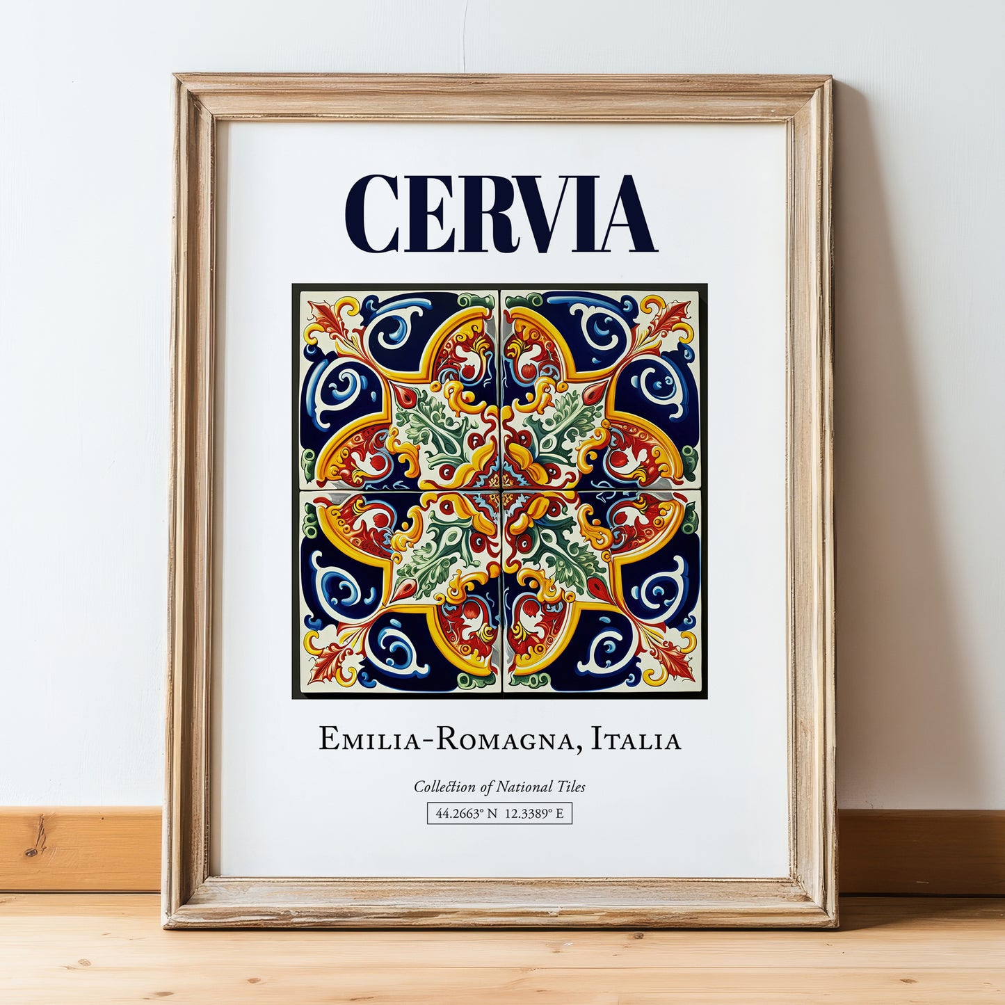 Cervia, Italy – Travel Print, in wooden frame leaning on the floor