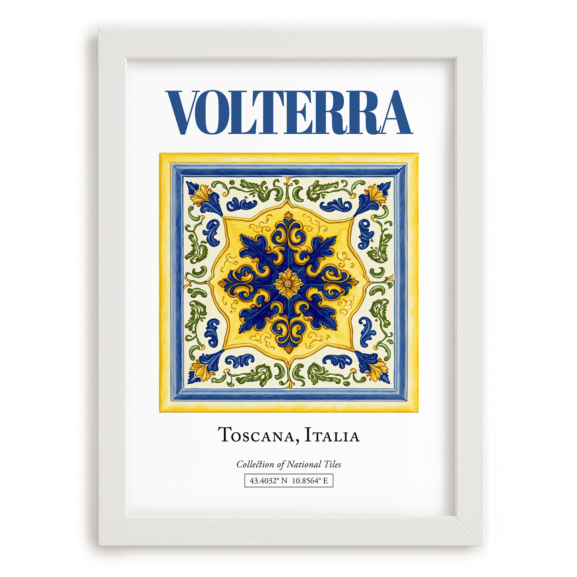 Volterra, Italy – Travel Print, placed in minimal white frame