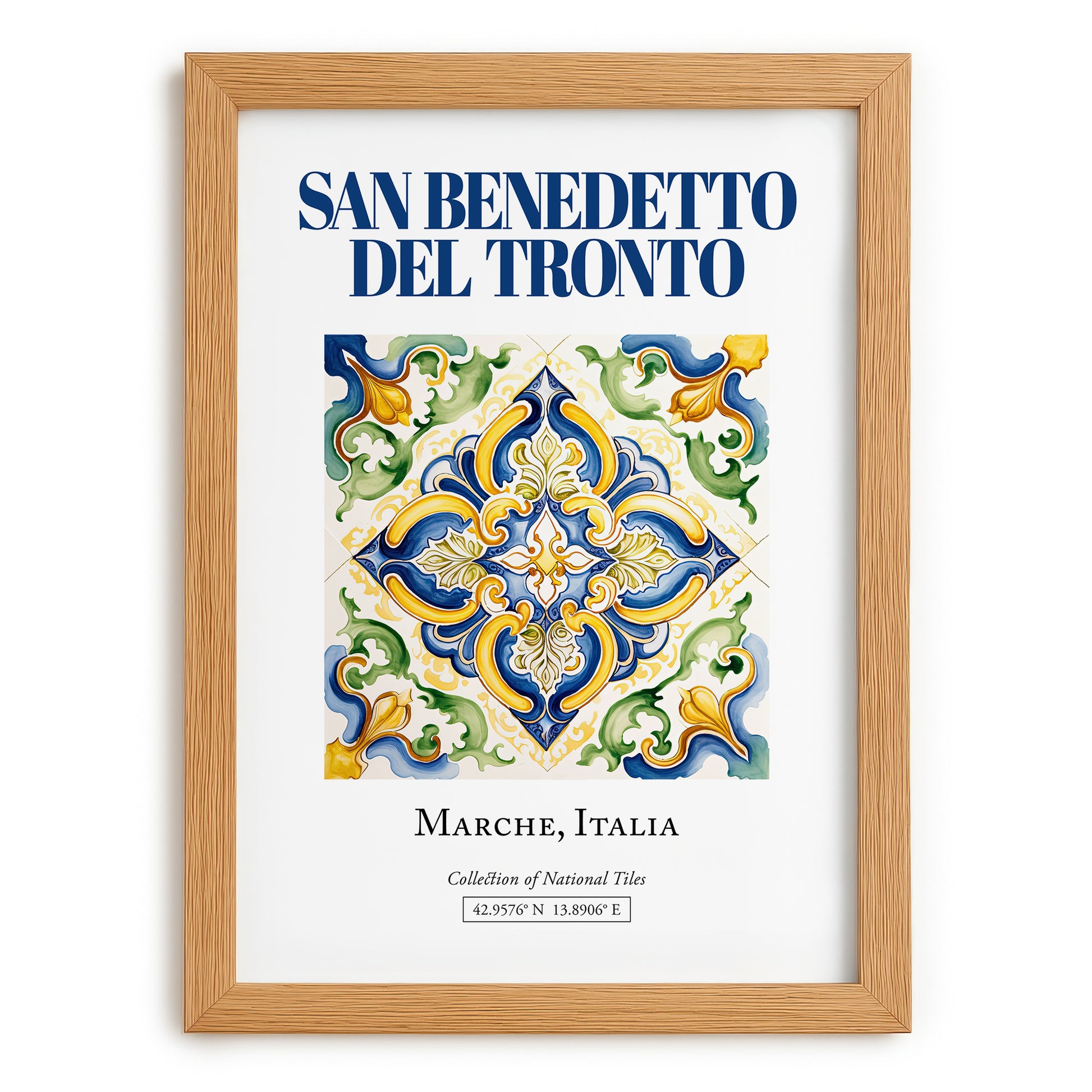 San Benedetto del Tronto, Italy – Architectural Travel Art, set in oak frame