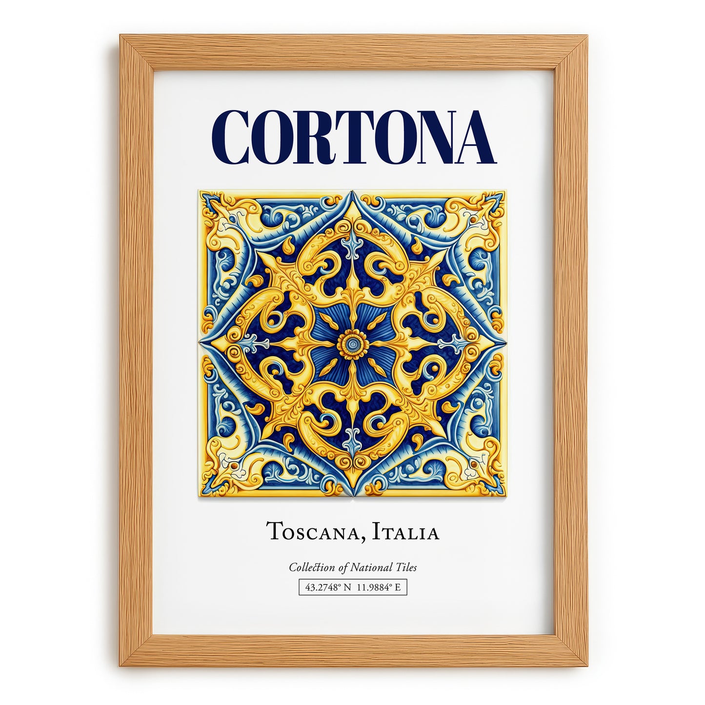 Cortona, Italy – Cityscape Wall Art, set in oak frame