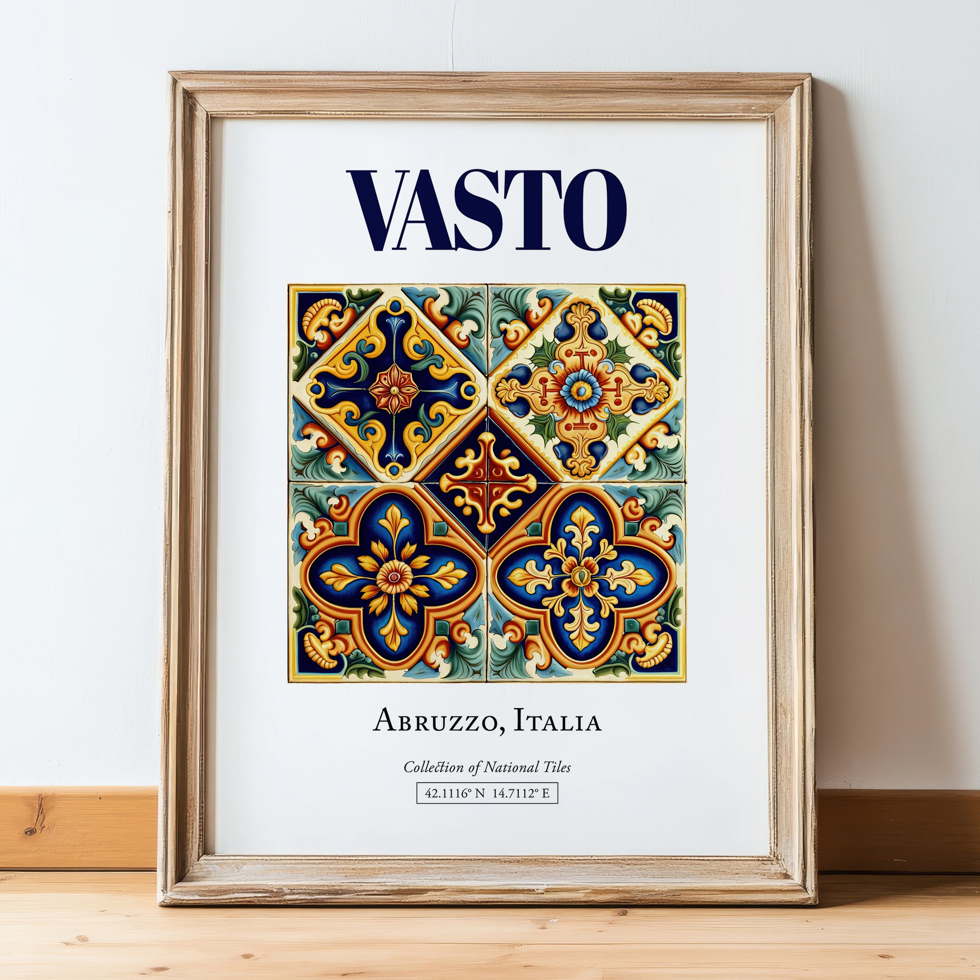 Vasto, Italy – Travel Print, in wooden frame leaning on the floor