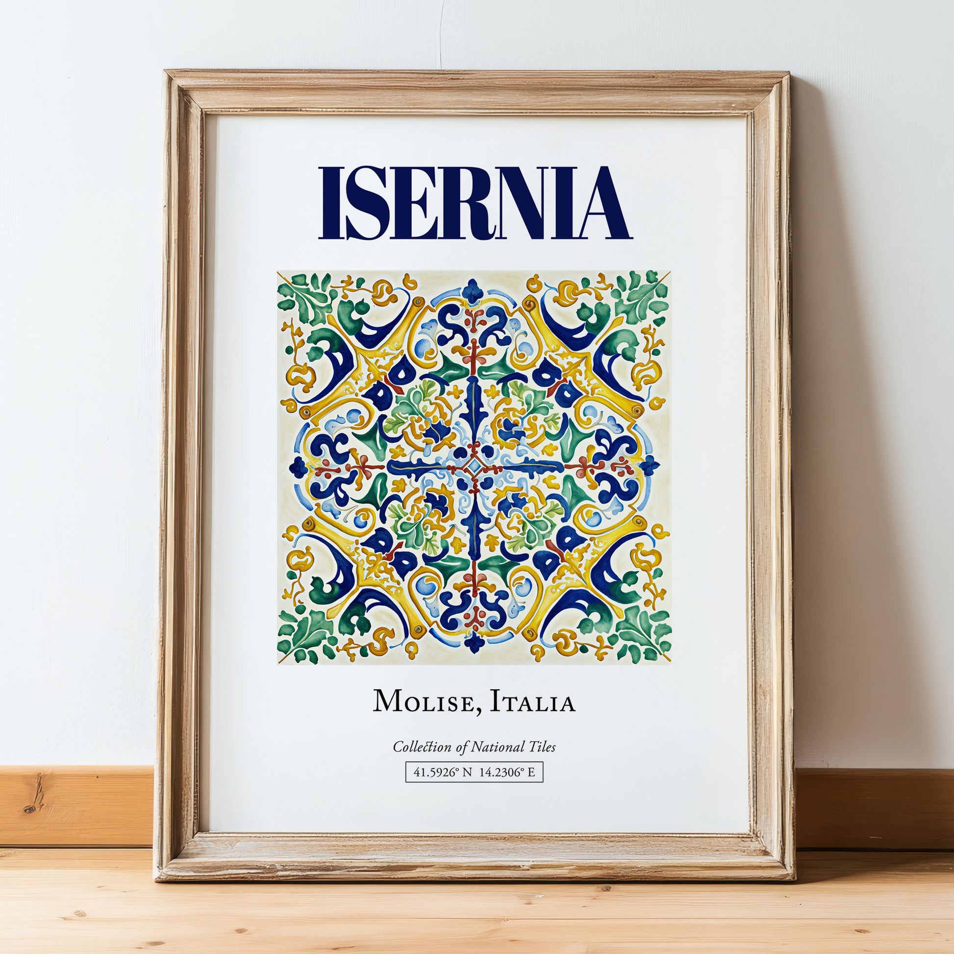 Isernia, Italy – Travel Print, in wooden frame leaning on the floor