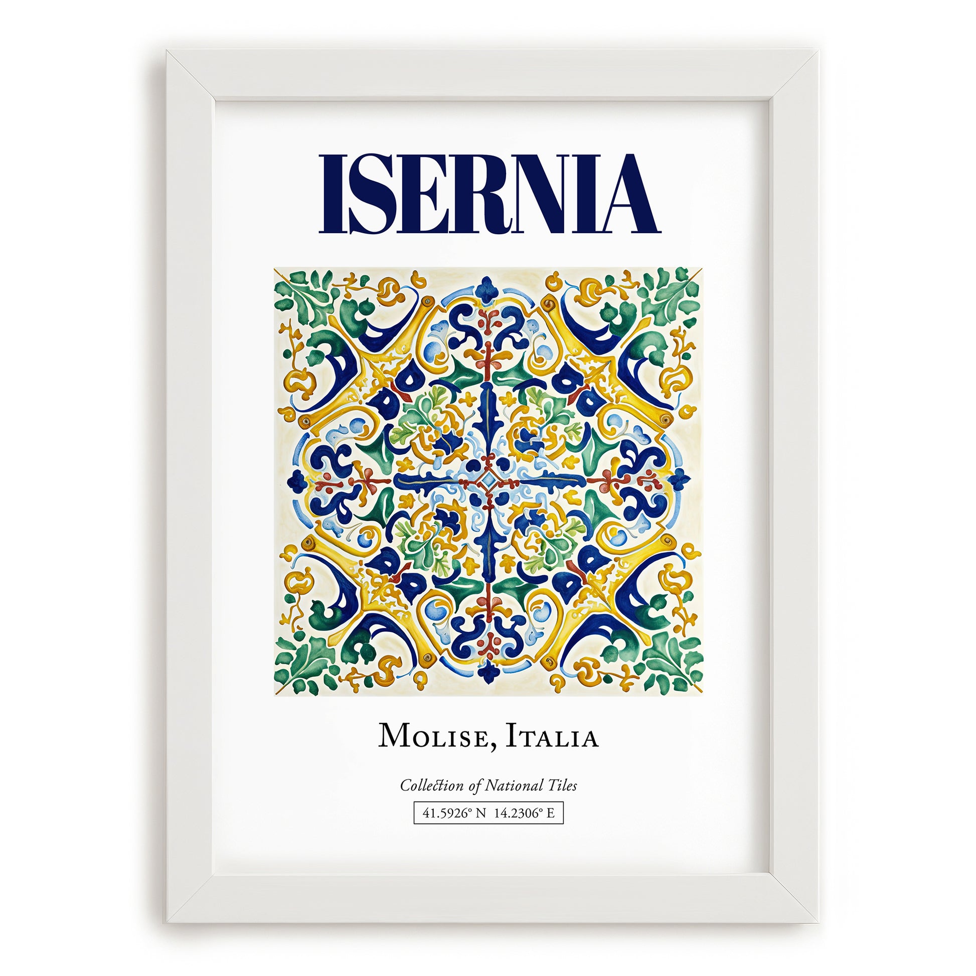 Isernia, Italy – Travel Print, placed in minimal white frame