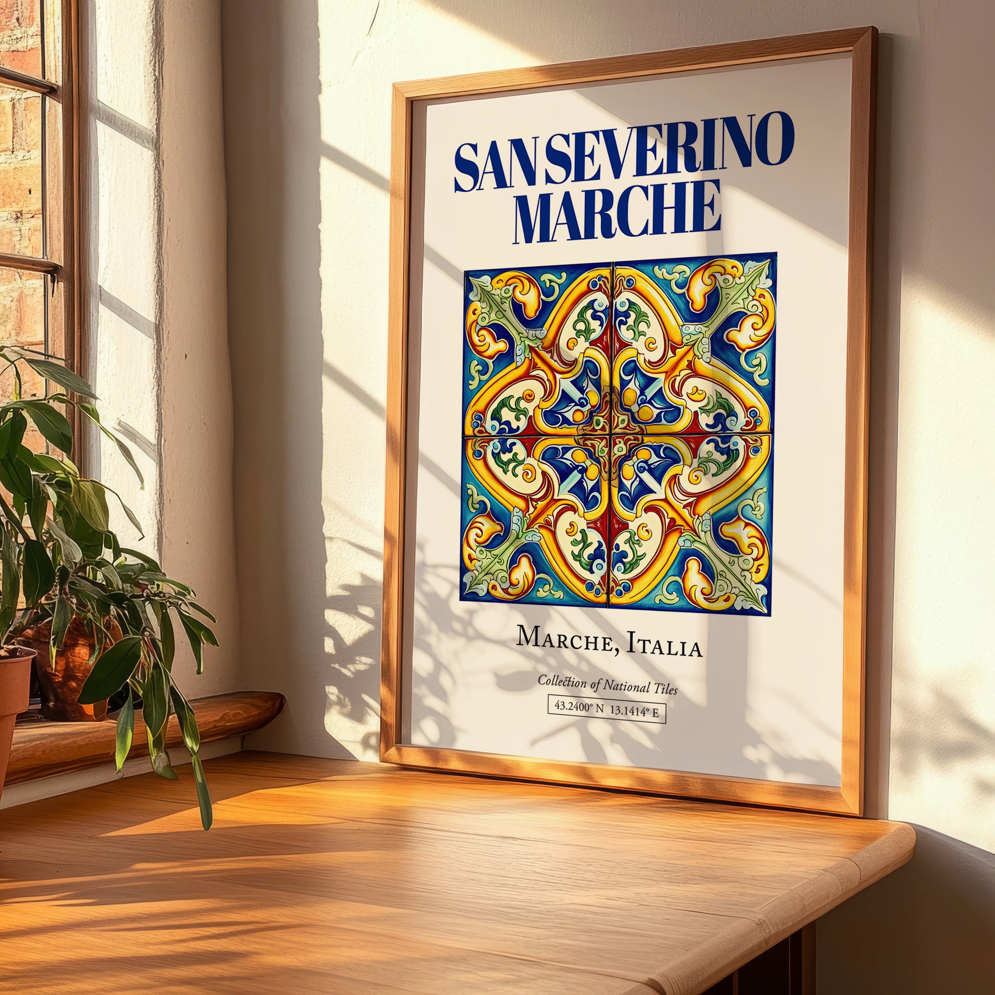 San Severino Marche, Italy – Illustrated Travel Poster, clean layout with no caption