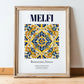 Melfi, Italy – Vintage Travel Poster, in wooden frame leaning on the floor