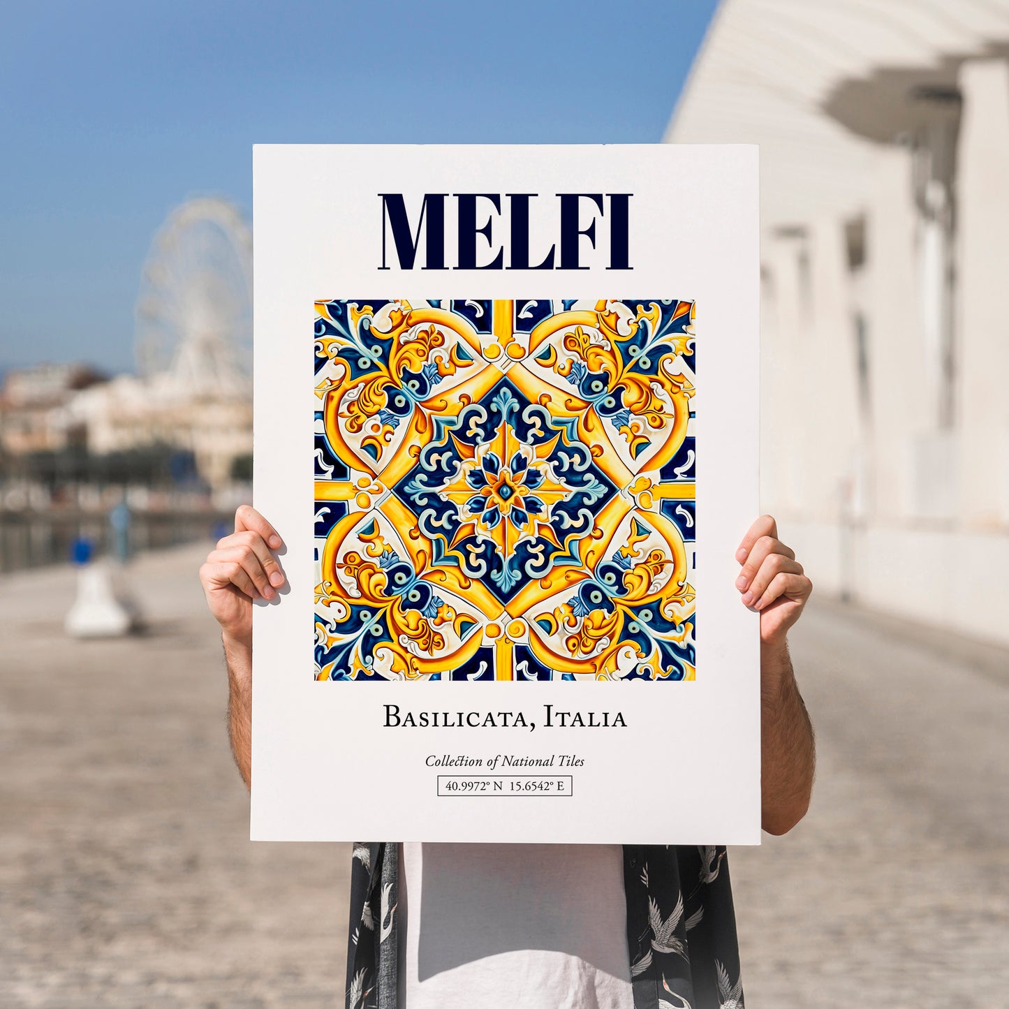 Melfi, Italy – Vintage Travel Poster, no-text version framed in wood