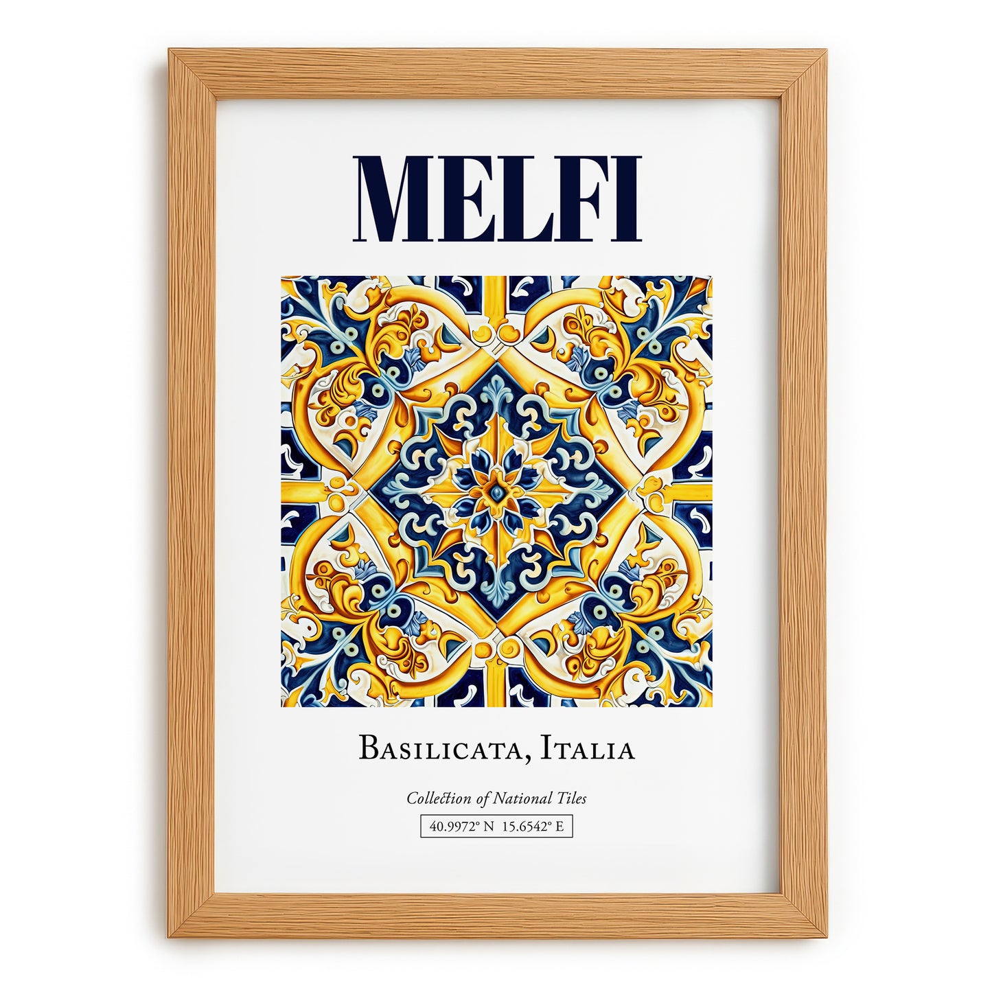 Melfi, Italy – Vintage Travel Poster, set in oak frame