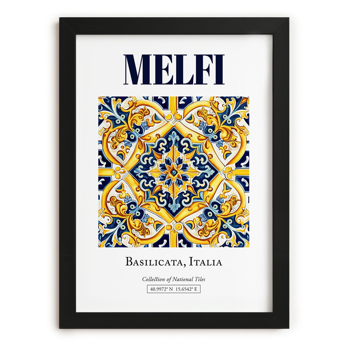 Melfi, Italy – Vintage Travel Poster, in sleek black frame