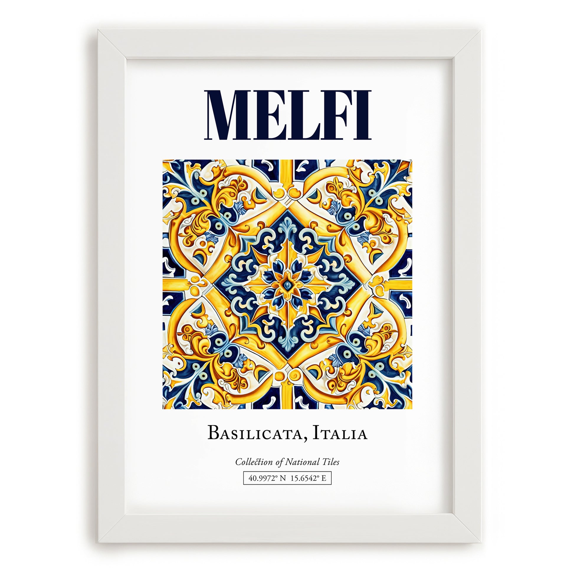 Melfi, Italy – Vintage Travel Poster, placed in minimal white frame