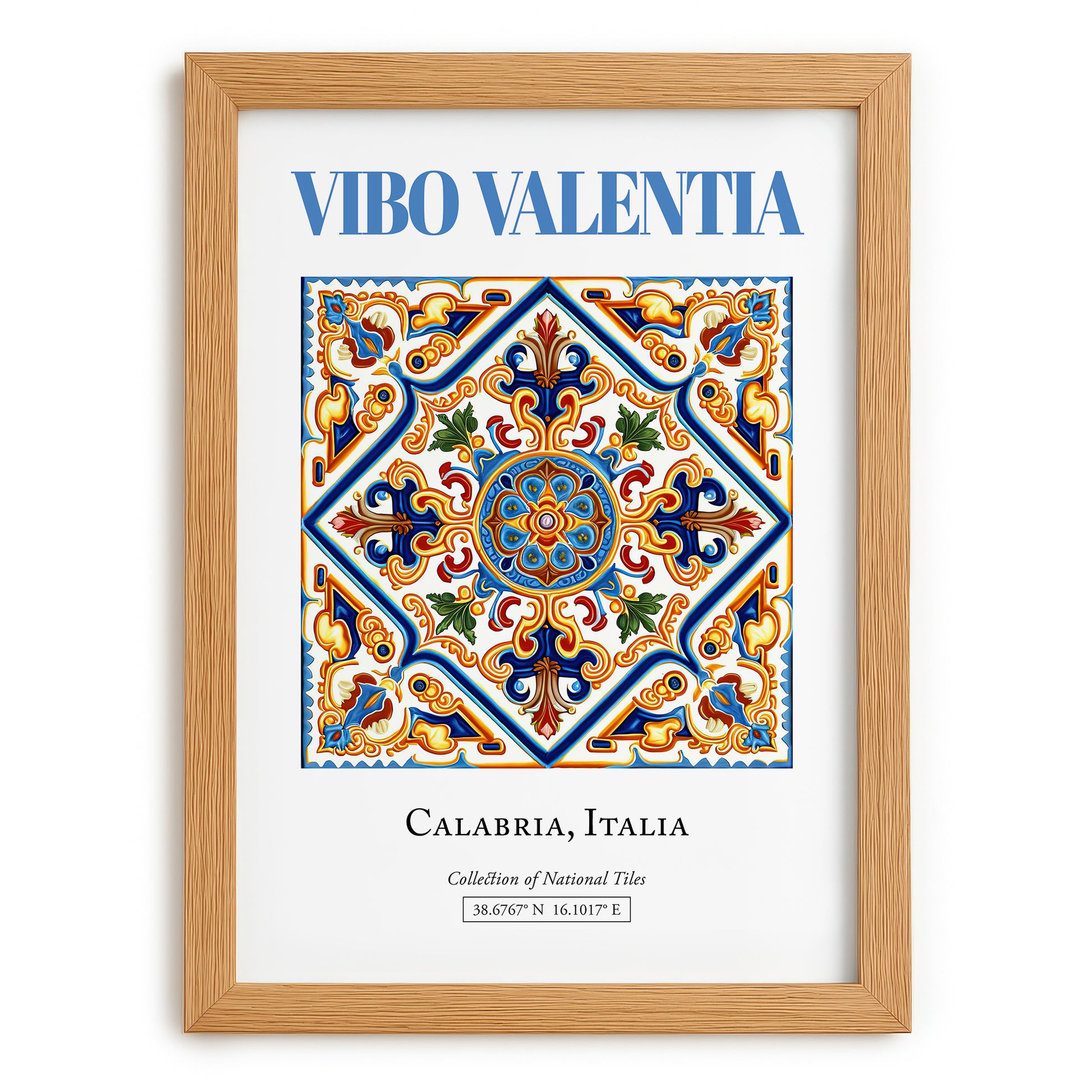 Vibo Valentia, Italy – World Heritage Travel Poster, set in oak frame
