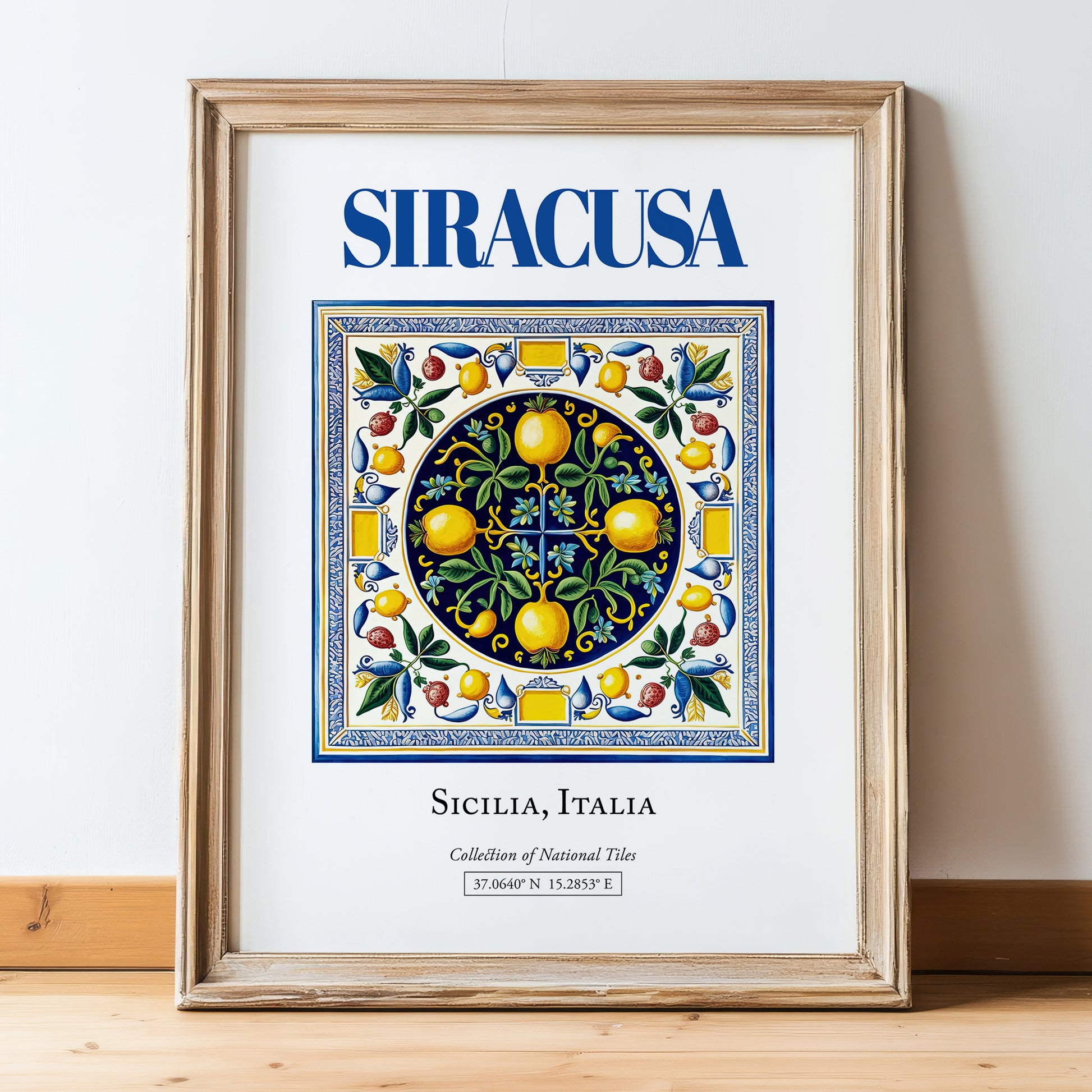 Siracusa, Italy – Dream Destination Decor, in wooden frame leaning on the floor