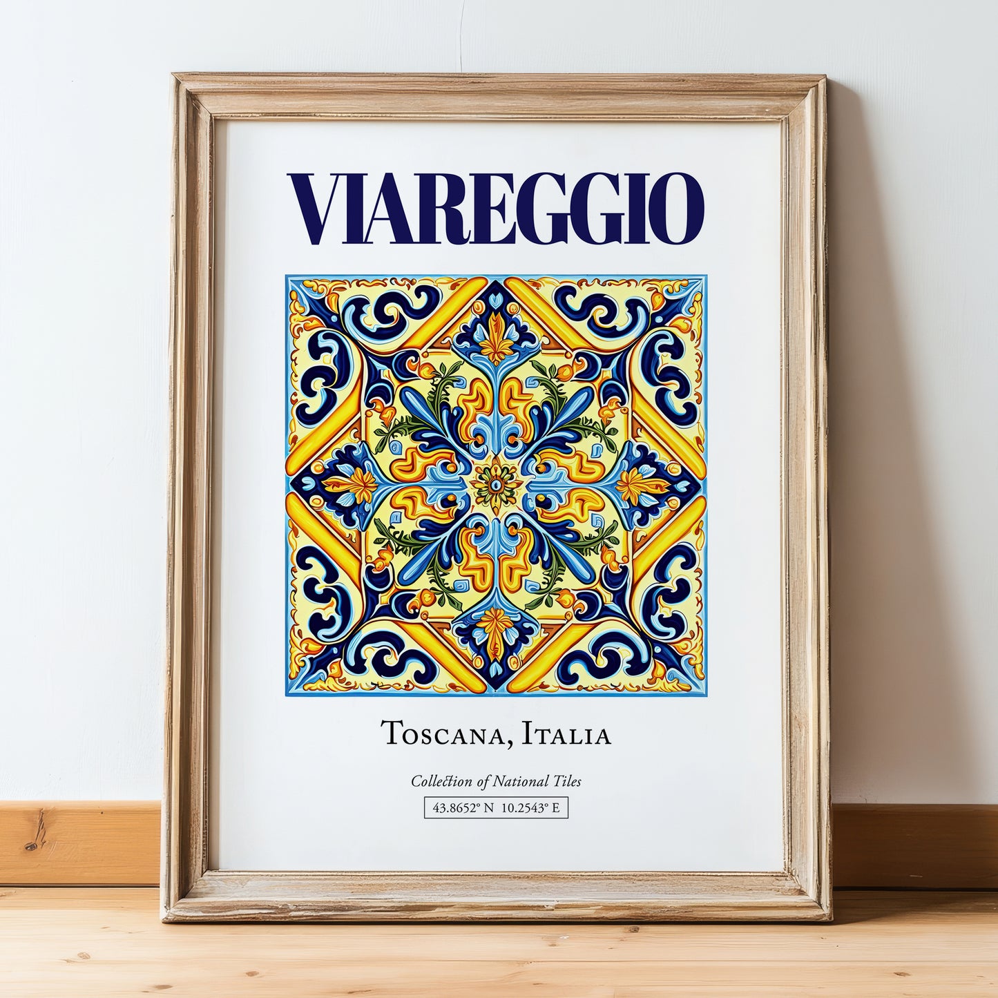 Viareggio, Italy – Travel Print, in wooden frame leaning on the floor