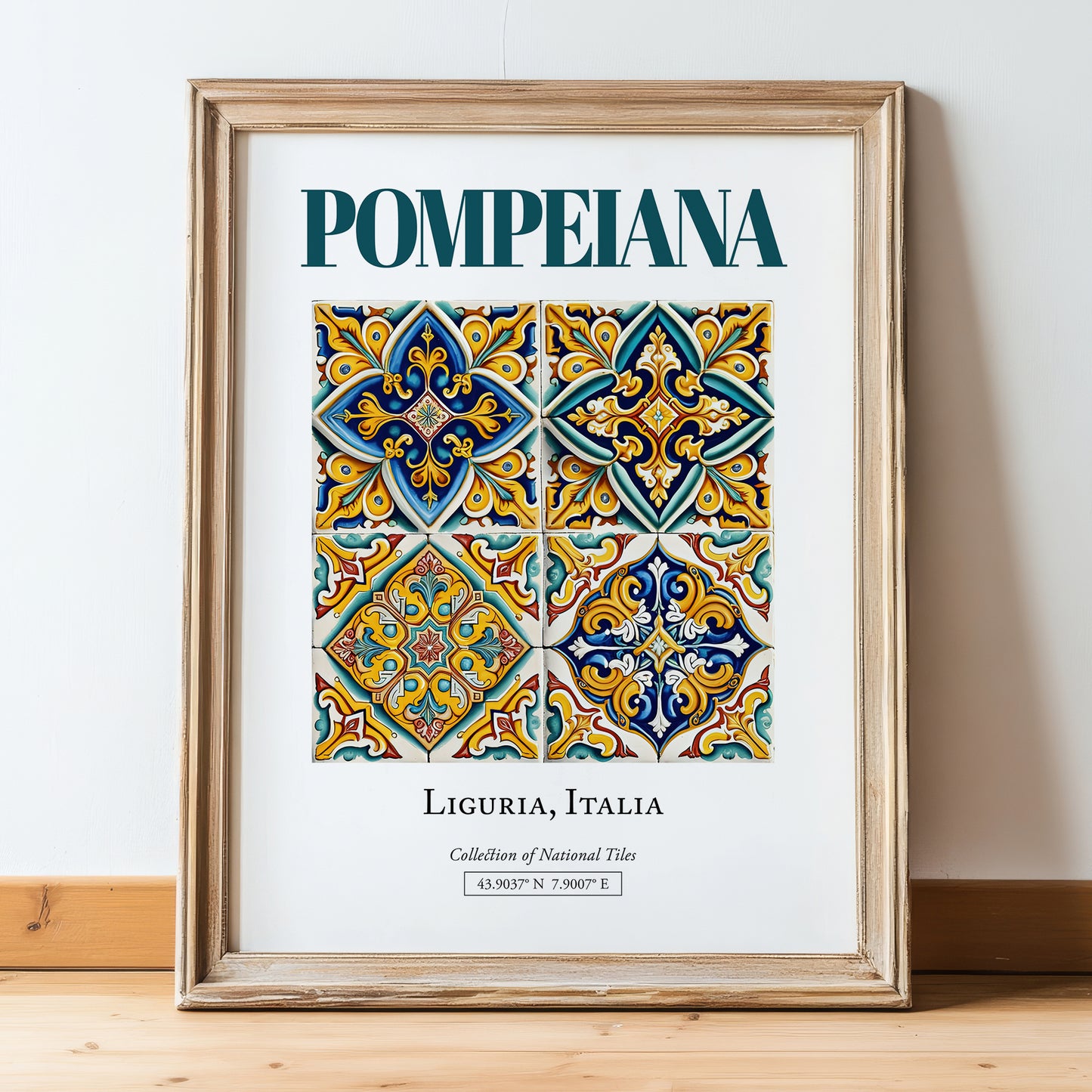 Pompeiana, Italy – Travel Print, in wooden frame leaning on the floor