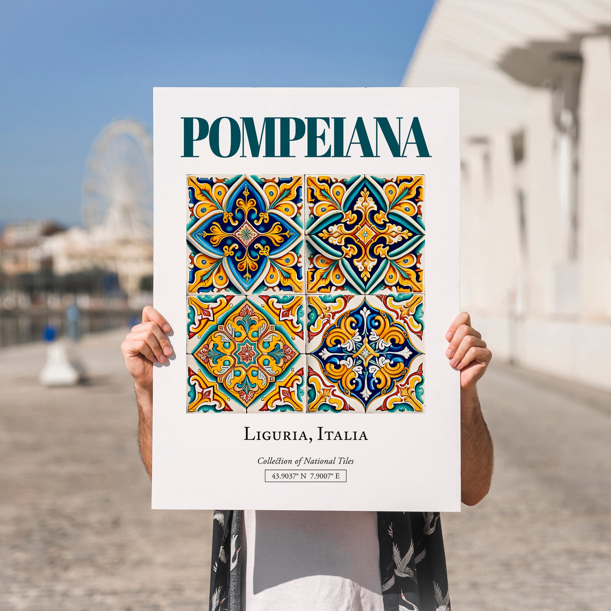 Pompeiana, Italy – Travel Print, no-text version framed in wood
