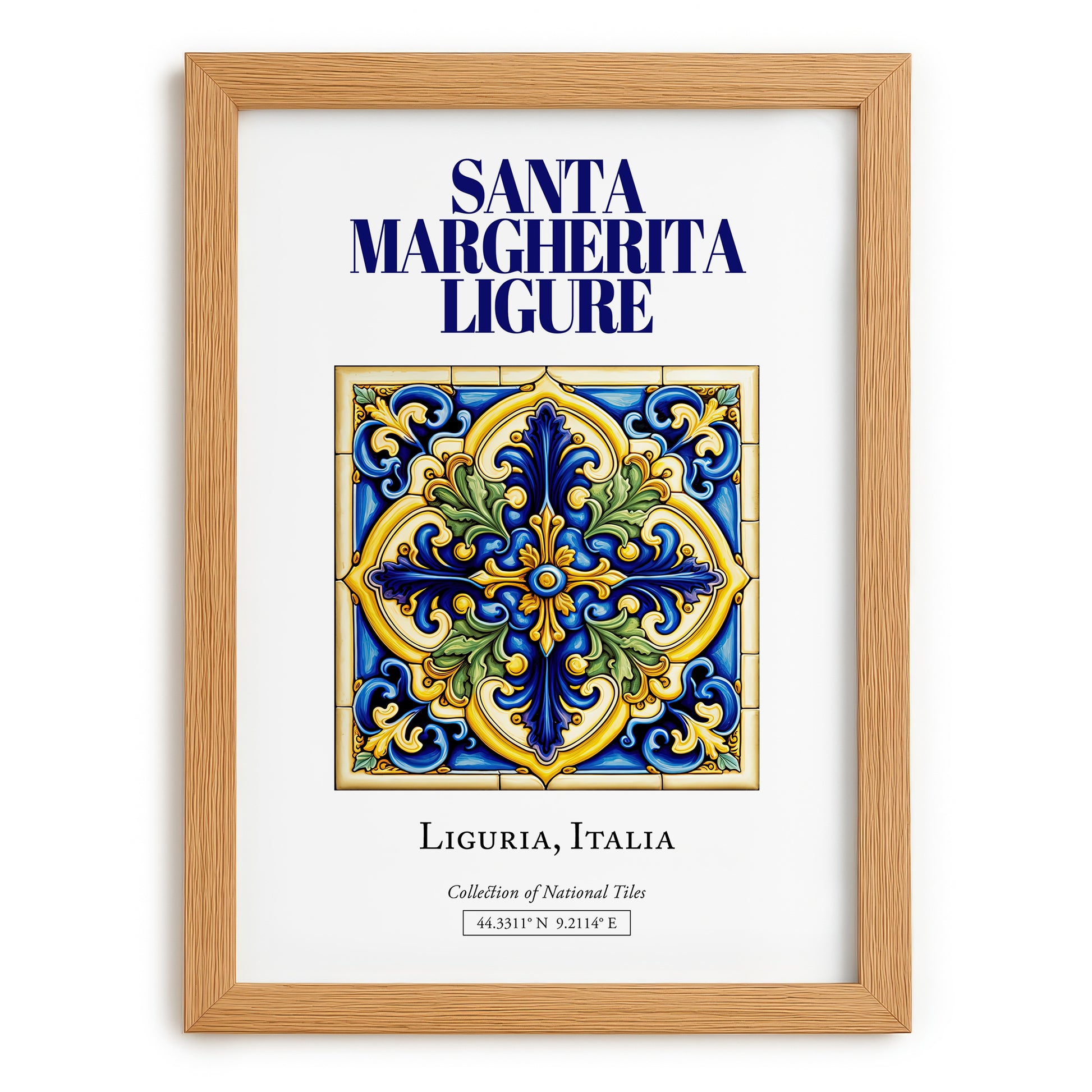 Santa Margherita Ligure, Italy – Travel Print, set in oak frame