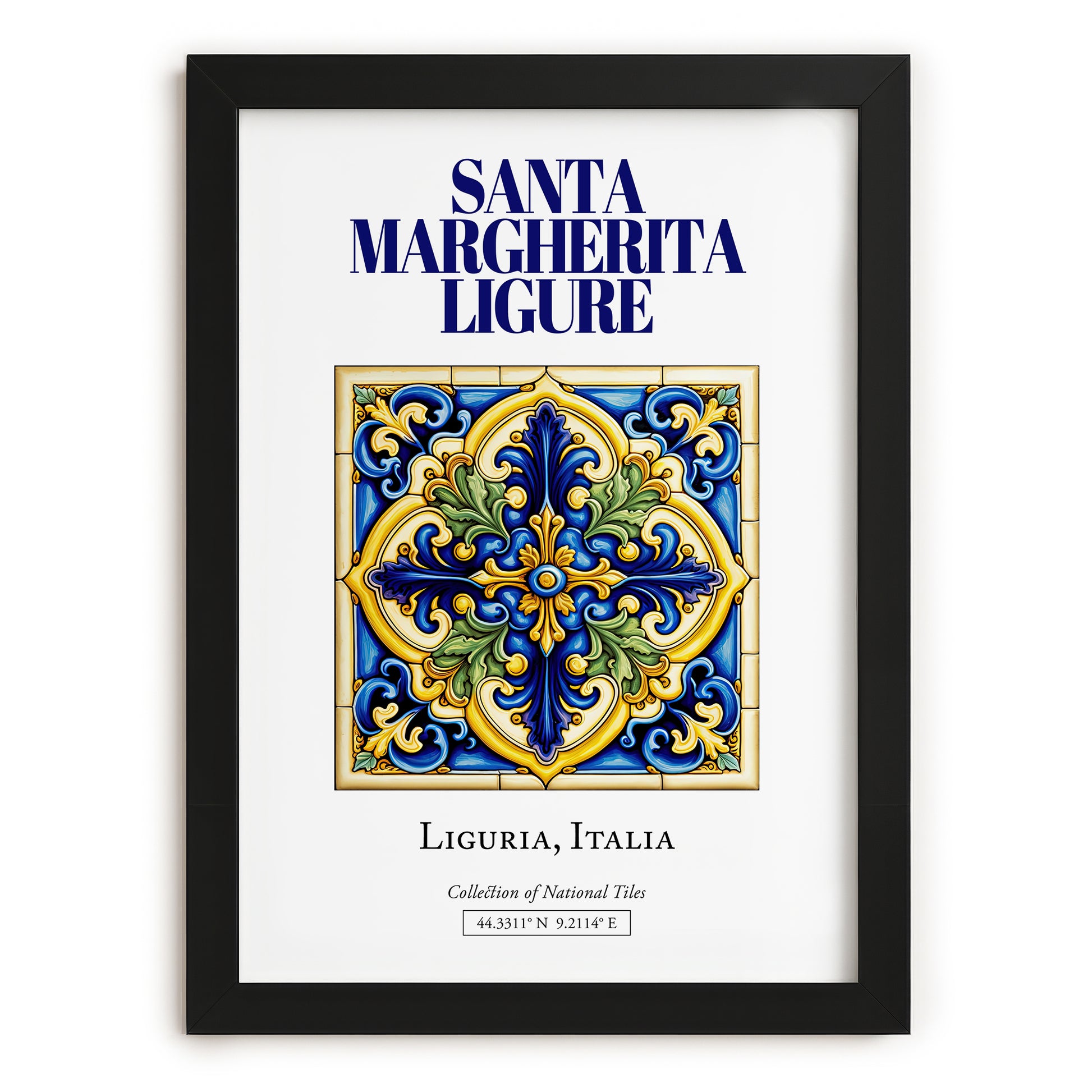 Santa Margherita Ligure, Italy – Travel Print, in sleek black frame