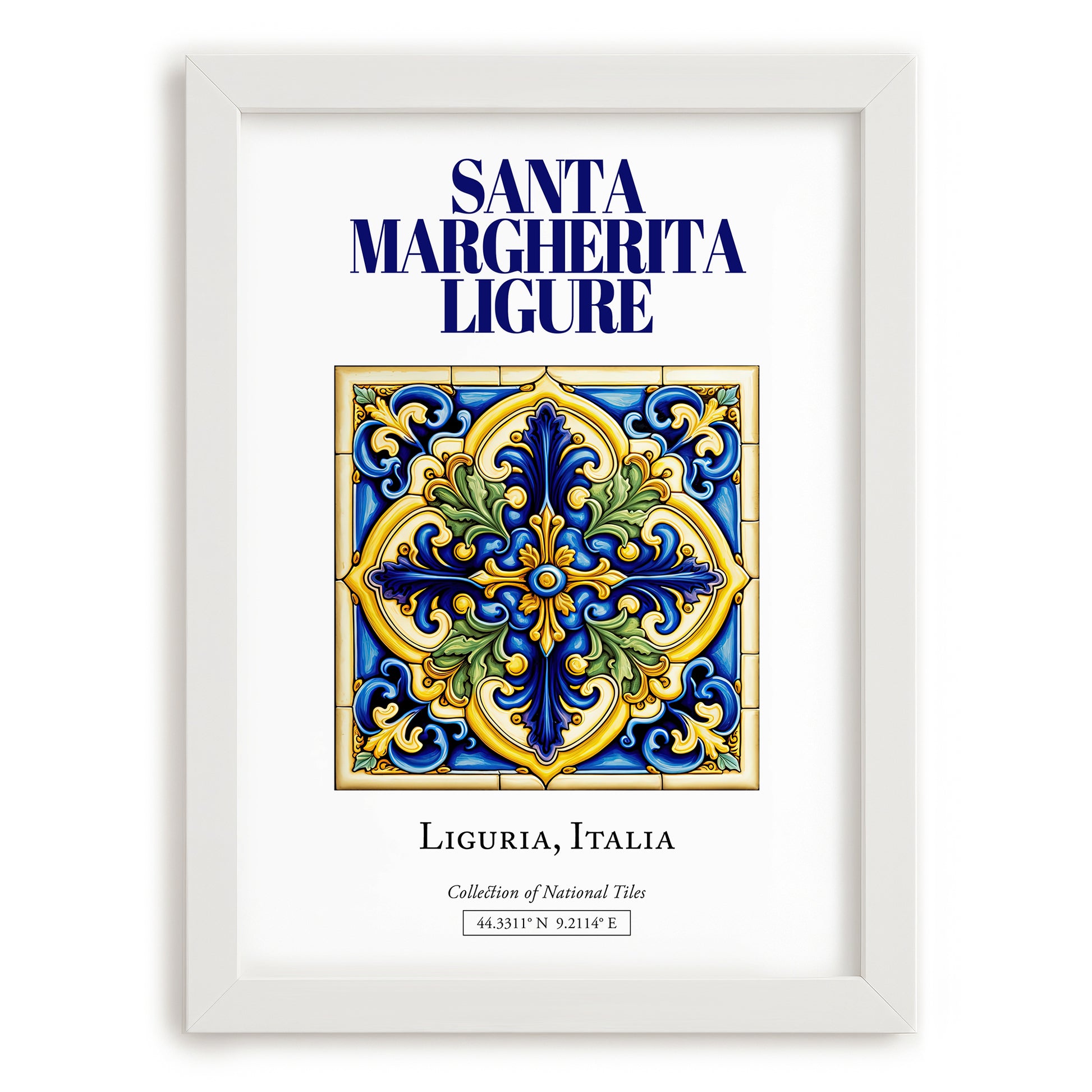 Santa Margherita Ligure, Italy – Travel Print, placed in minimal white frame
