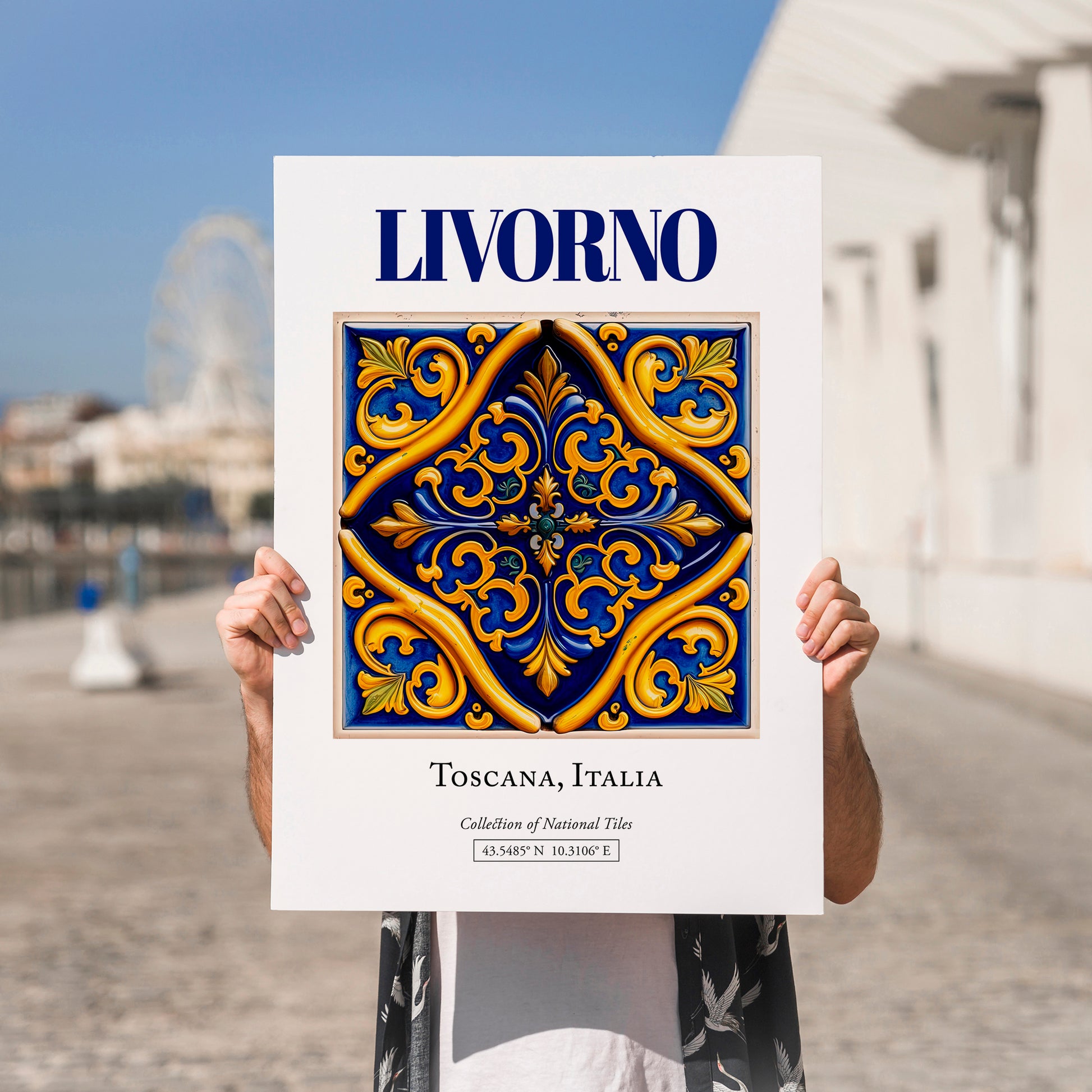 Livorno, Italy – World Heritage Travel Poster, no-text version framed in wood