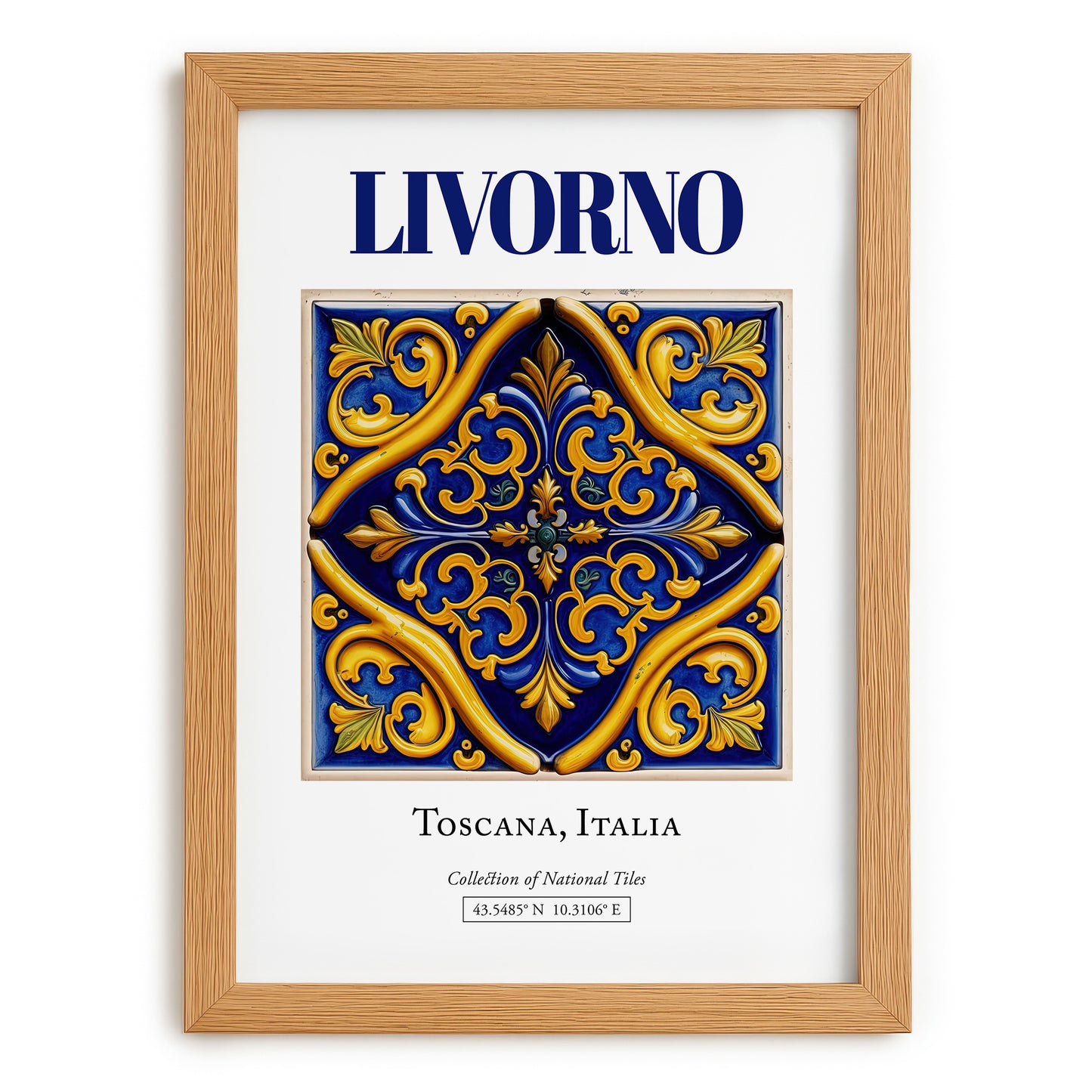 Livorno, Italy – World Heritage Travel Poster, set in oak frame