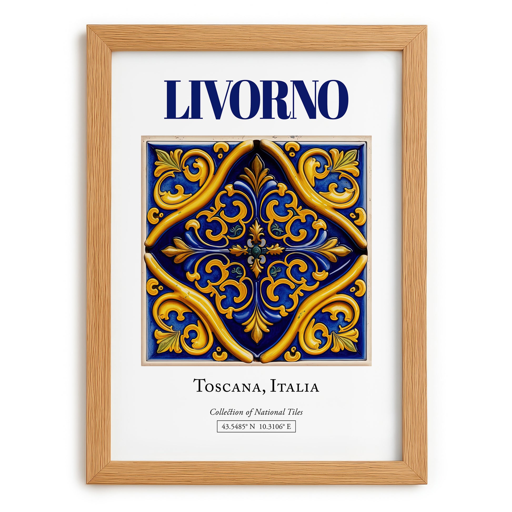 Livorno, Italy – World Heritage Travel Poster, set in oak frame