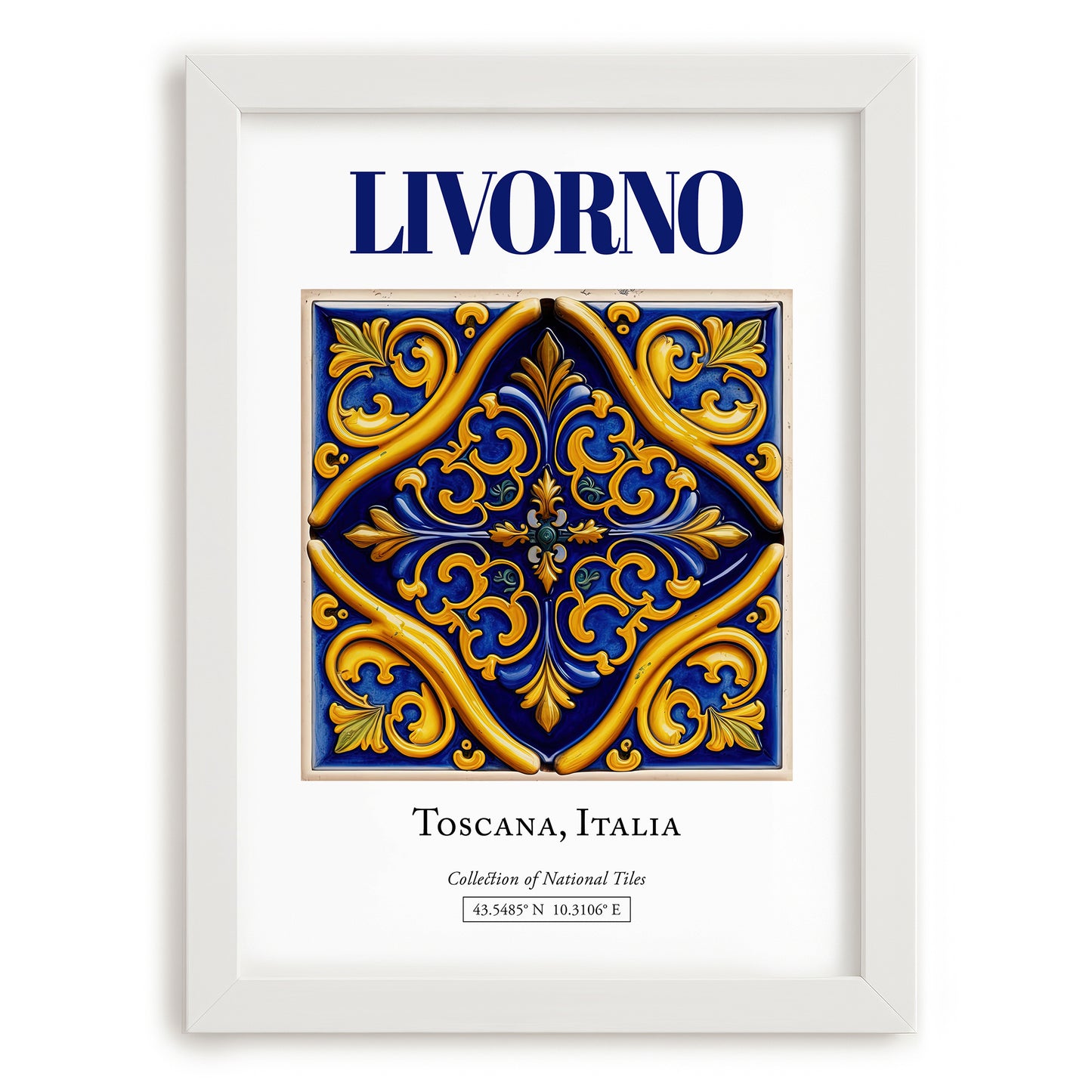Livorno, Italy – World Heritage Travel Poster, placed in minimal white frame