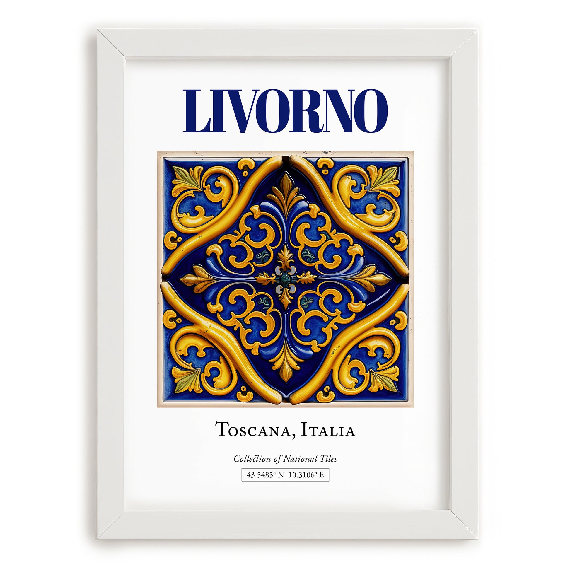 Livorno, Italy – World Heritage Travel Poster, placed in minimal white frame