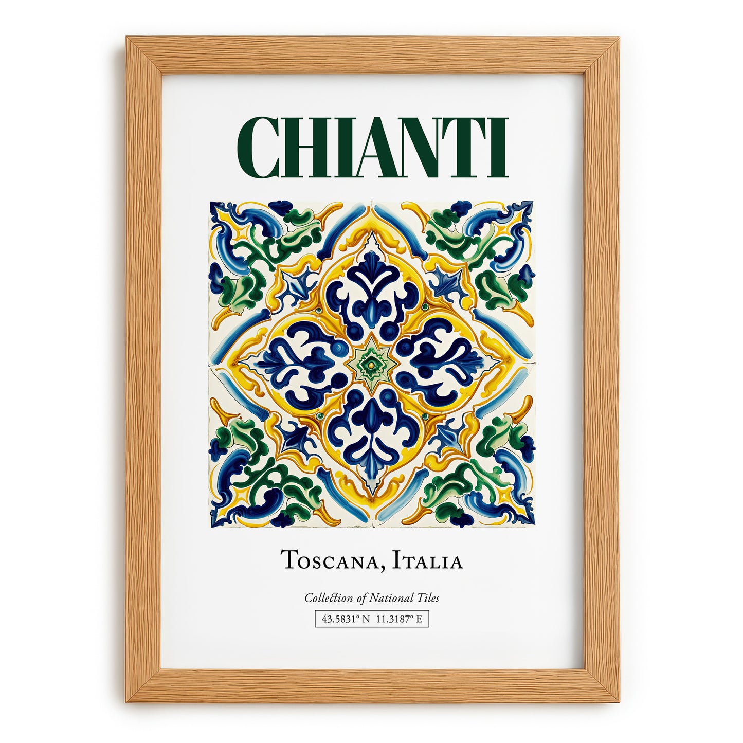 Chianti, Italy – Travel Poster, set in oak frame