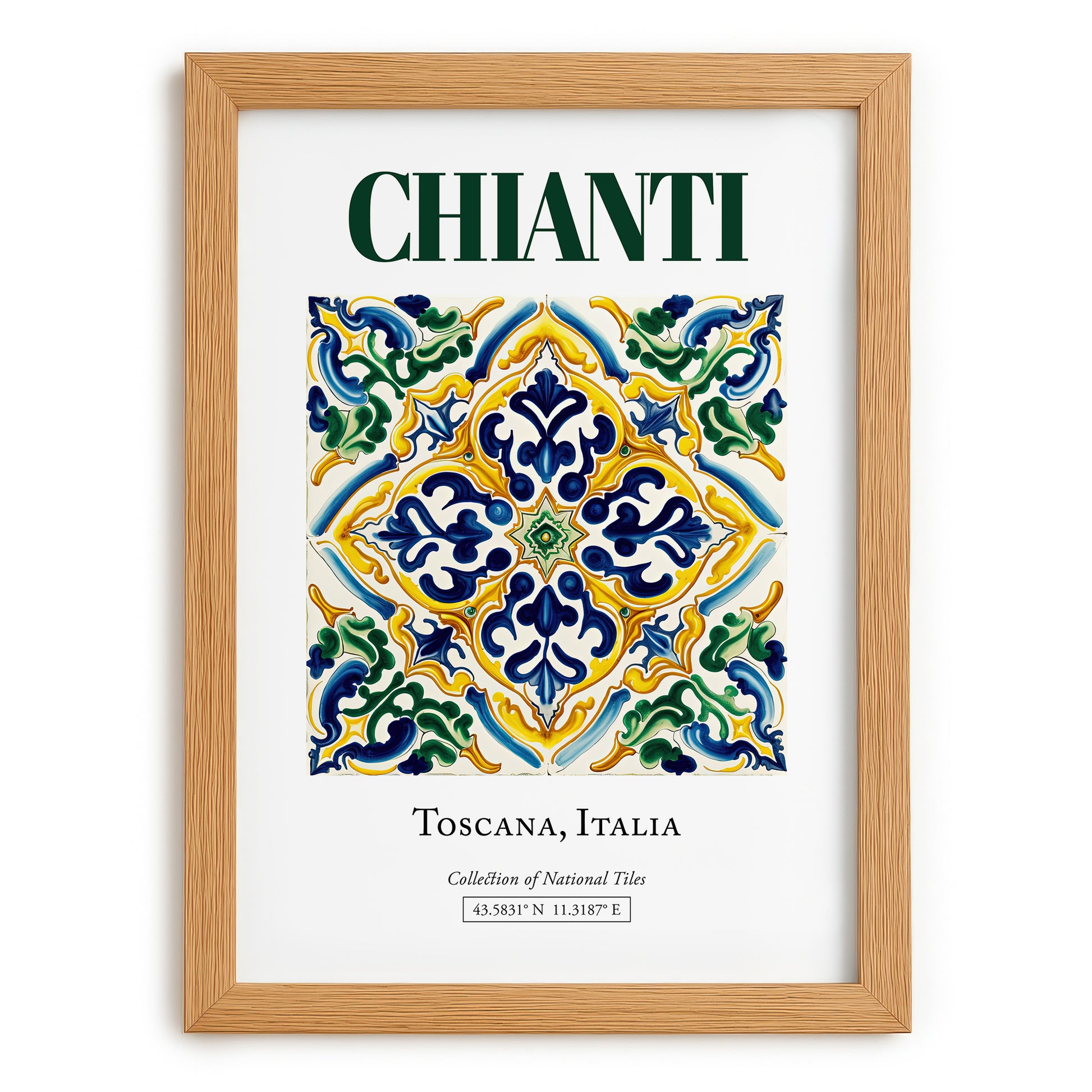 Chianti, Italy – Travel Poster, set in oak frame