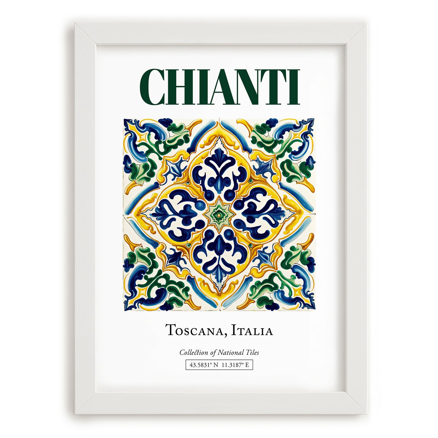 Chianti, Italy – Travel Poster, placed in minimal white frame