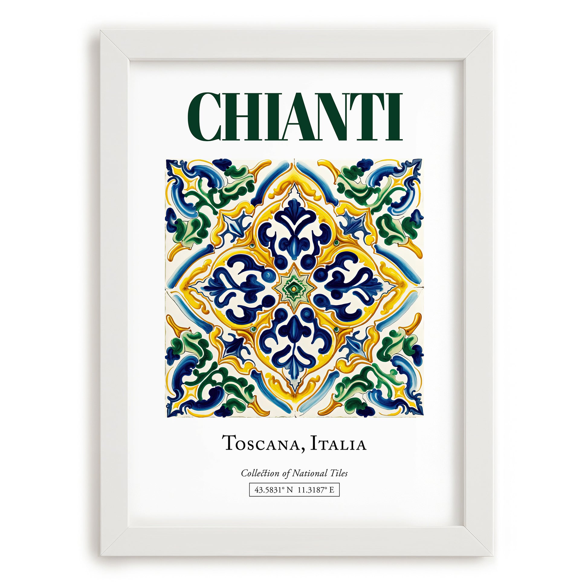 Chianti, Italy – Travel Poster, placed in minimal white frame
