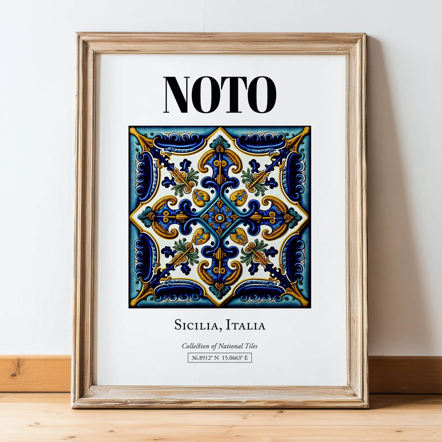 Noto, Italy – Dream Destination Decor, in wooden frame leaning on the floor