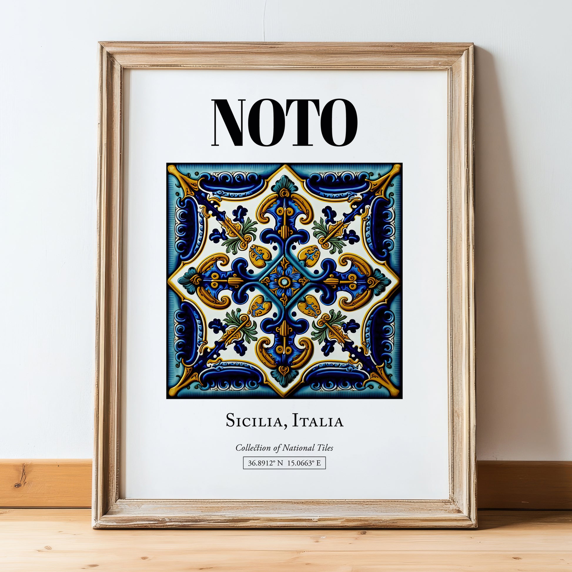 Noto, Italy – Dream Destination Decor, in wooden frame leaning on the floor