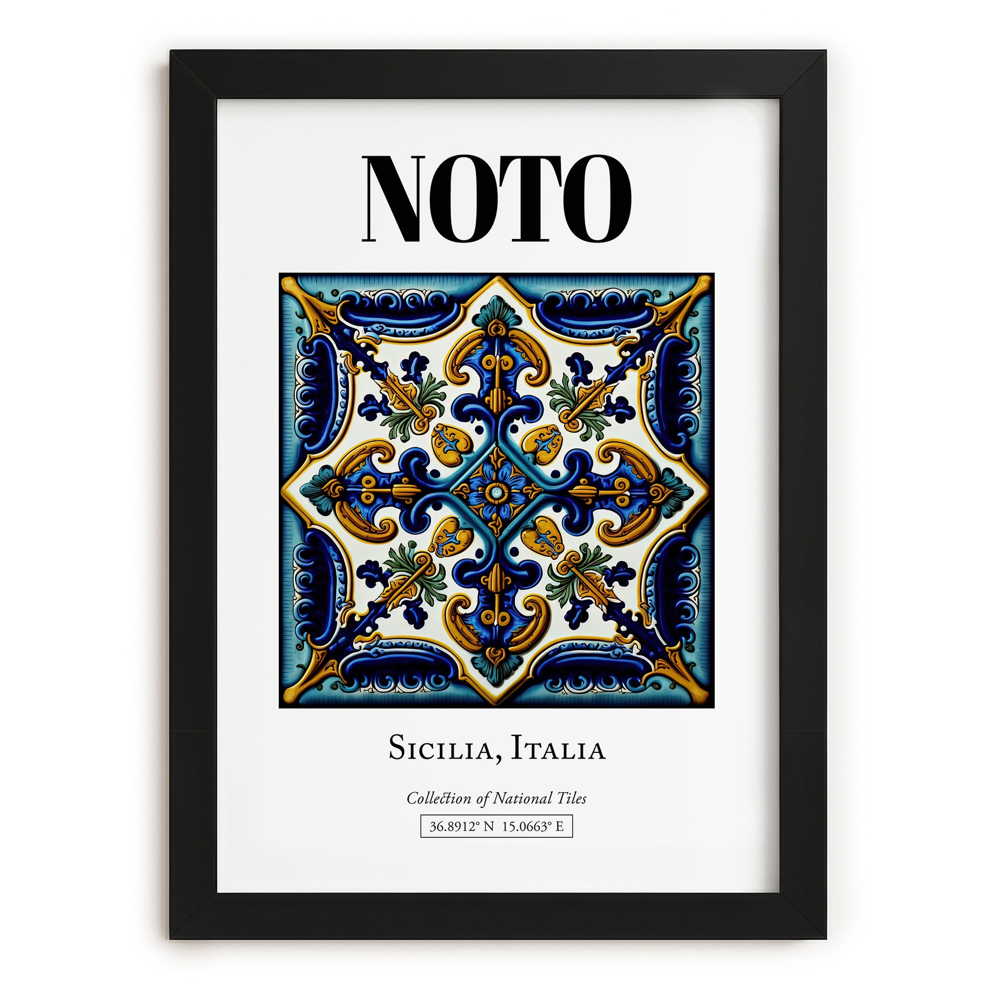 Noto, Italy – Dream Destination Decor, in sleek black frame