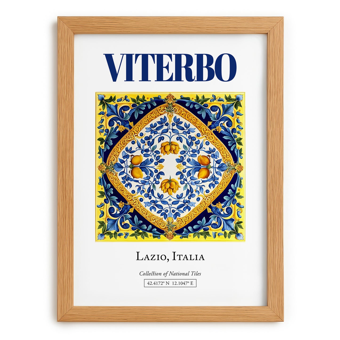 Viterbo, Italy – World Heritage Travel Poster, set in oak frame