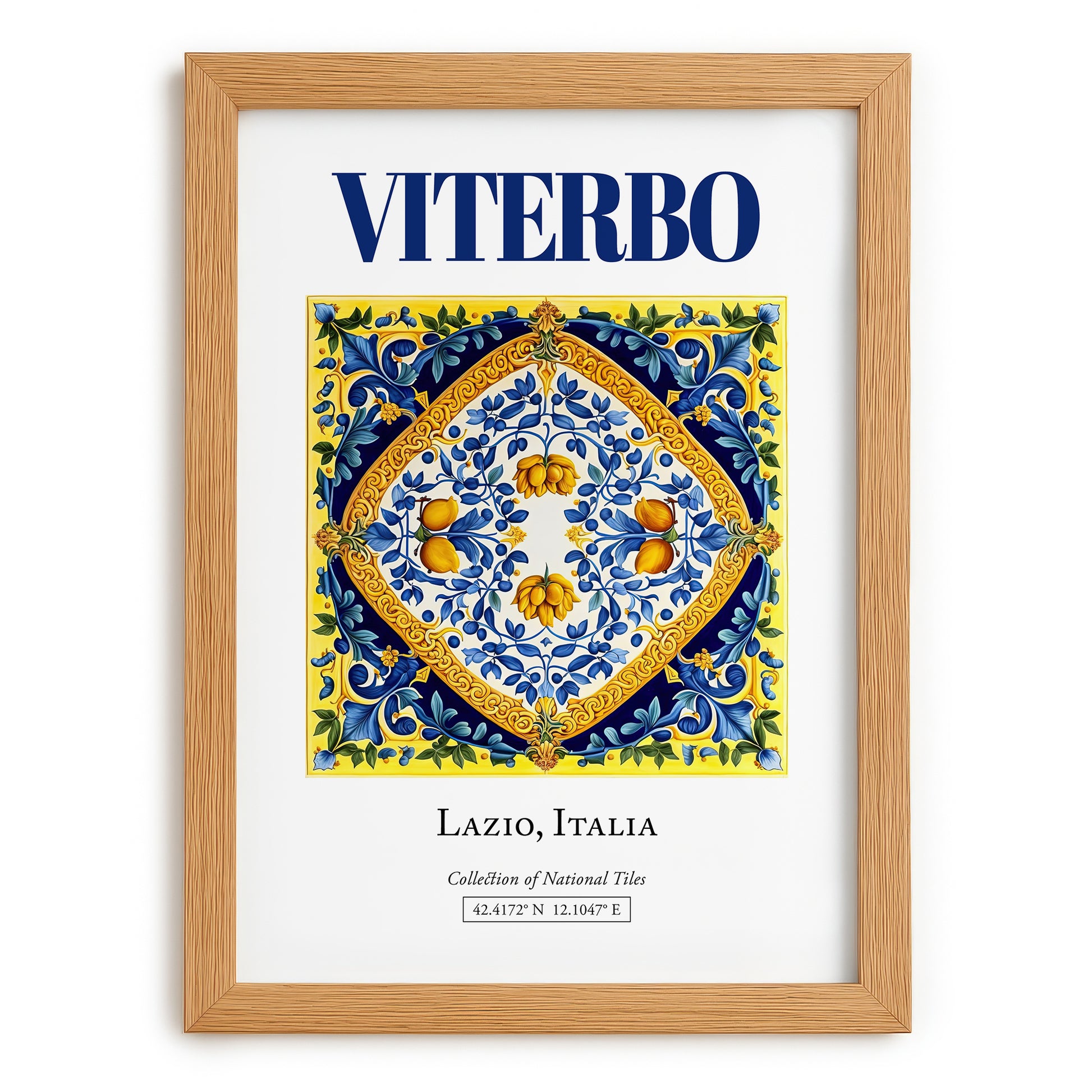 Viterbo, Italy – World Heritage Travel Poster, set in oak frame