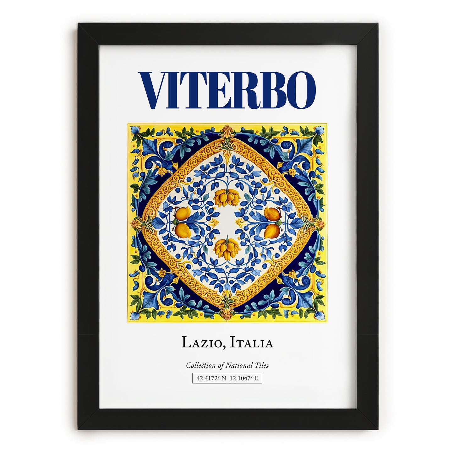 Viterbo, Italy – World Heritage Travel Poster, in sleek black frame