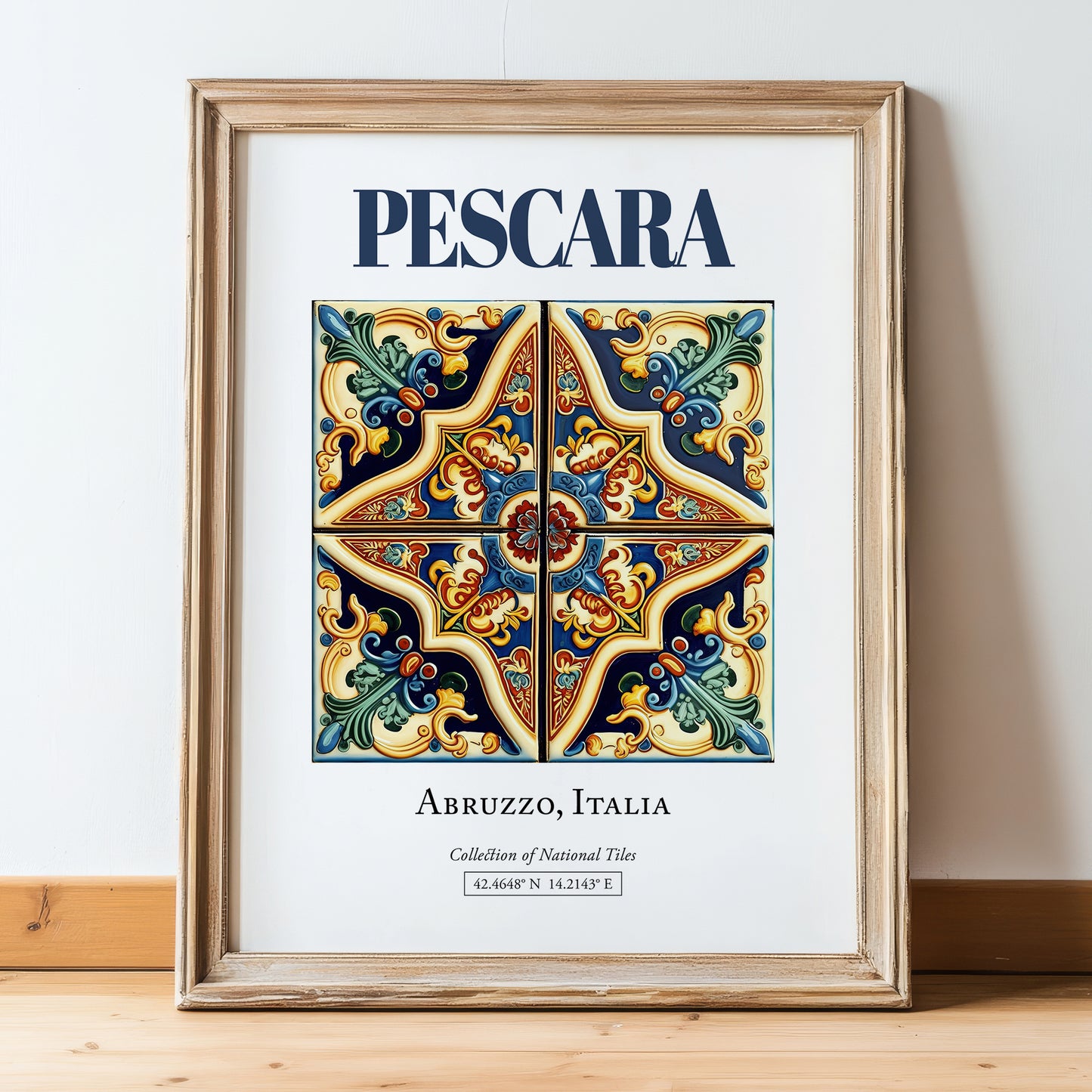 Pescara, Italy – Travel Print, in wooden frame leaning on the floor