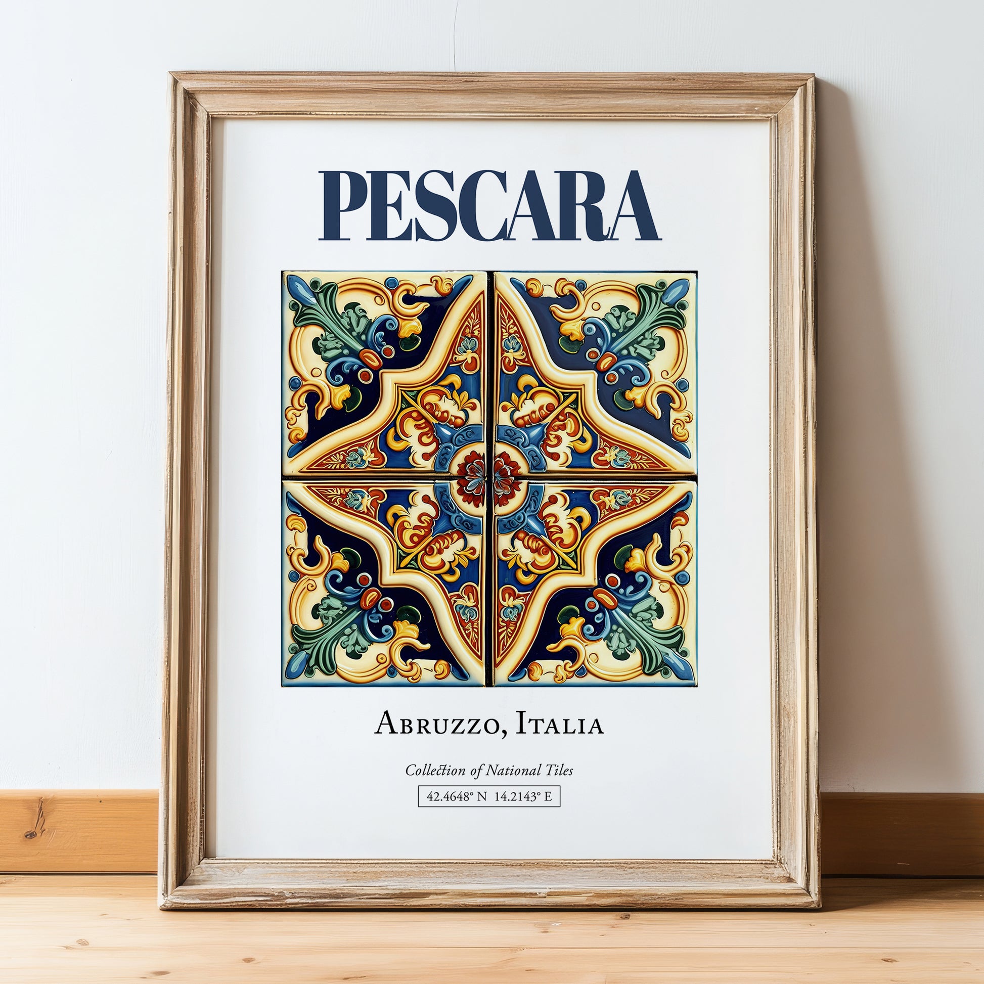 Pescara, Italy – Travel Print, in wooden frame leaning on the floor