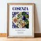 Cosenza, Italy – Travel Poster, in wooden frame leaning on the floor