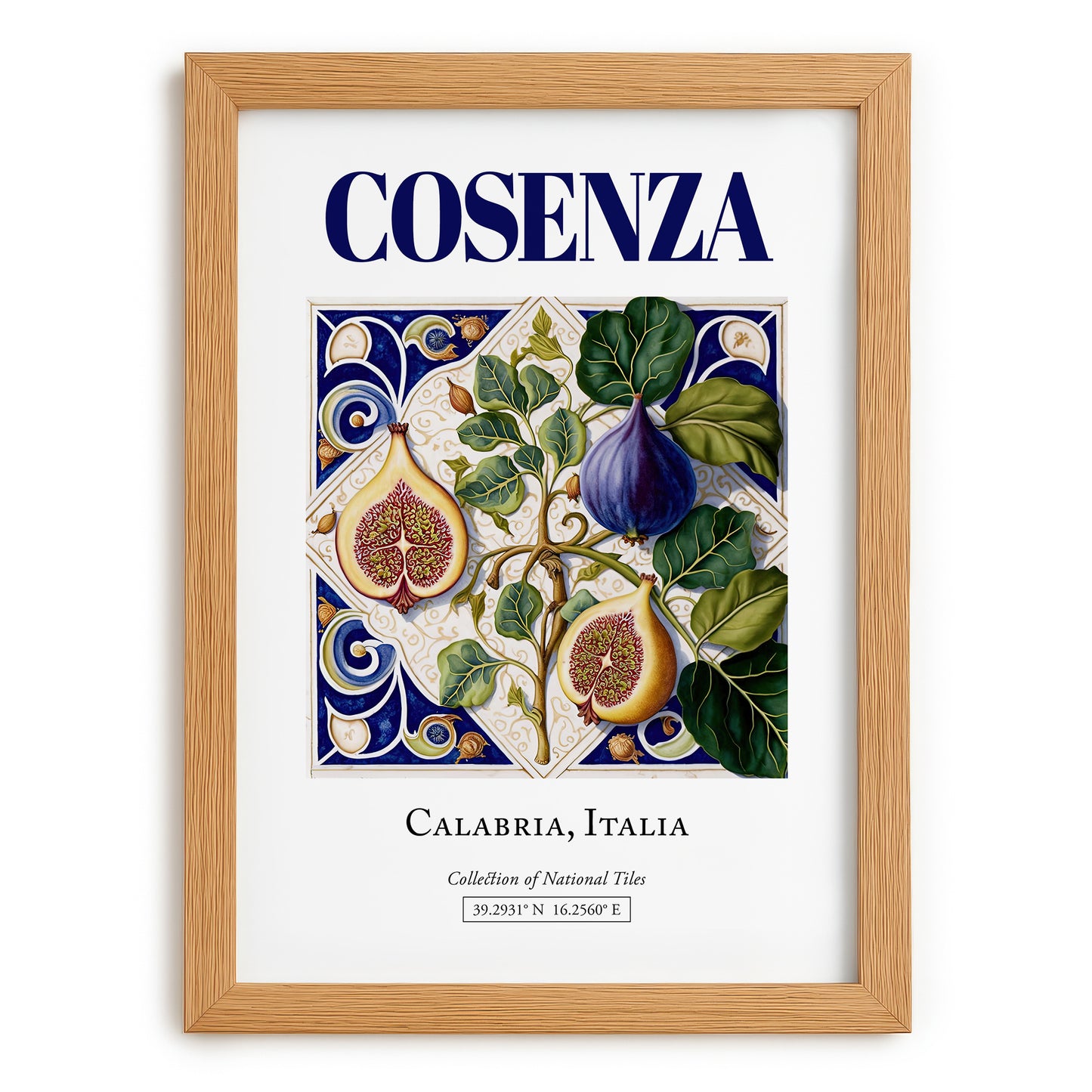 Cosenza, Italy – Travel Poster, set in oak frame