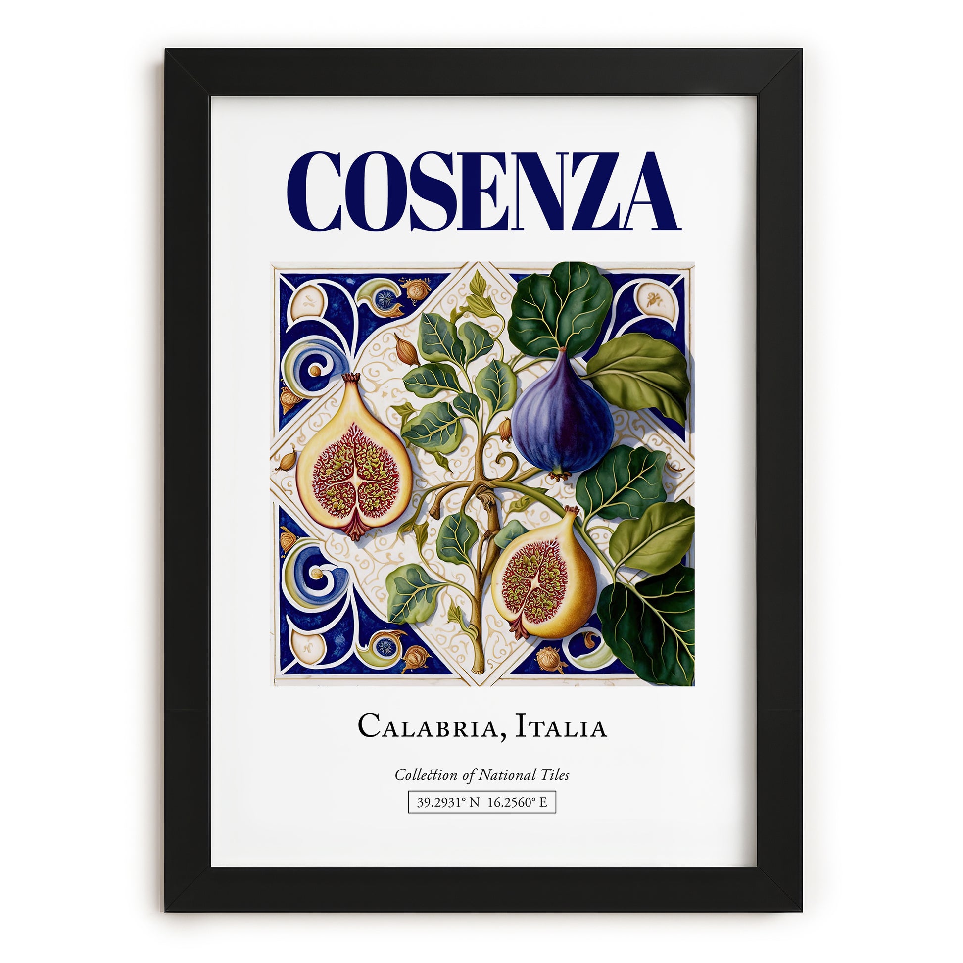 Cosenza, Italy – Travel Poster, in sleek black frame