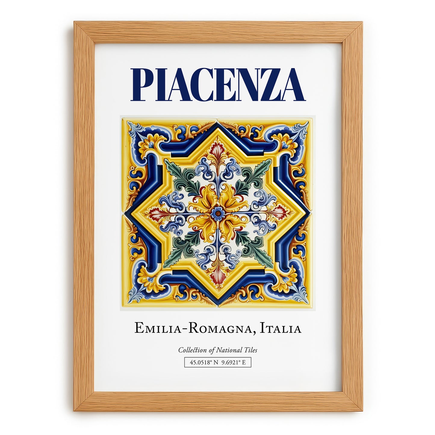 Piacenza, Italy – Travel Wall Art, set in oak frame